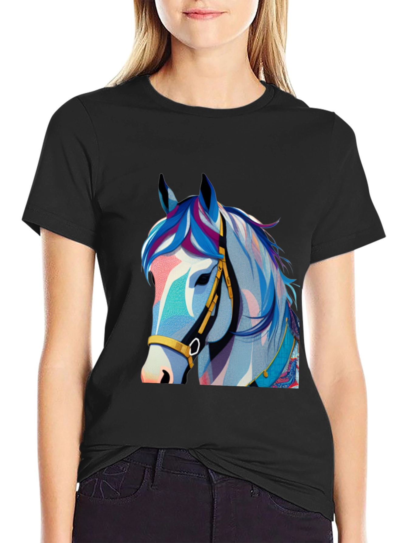 Horse Graphic Tee - Stylish Men's Black T-Shirt - 2