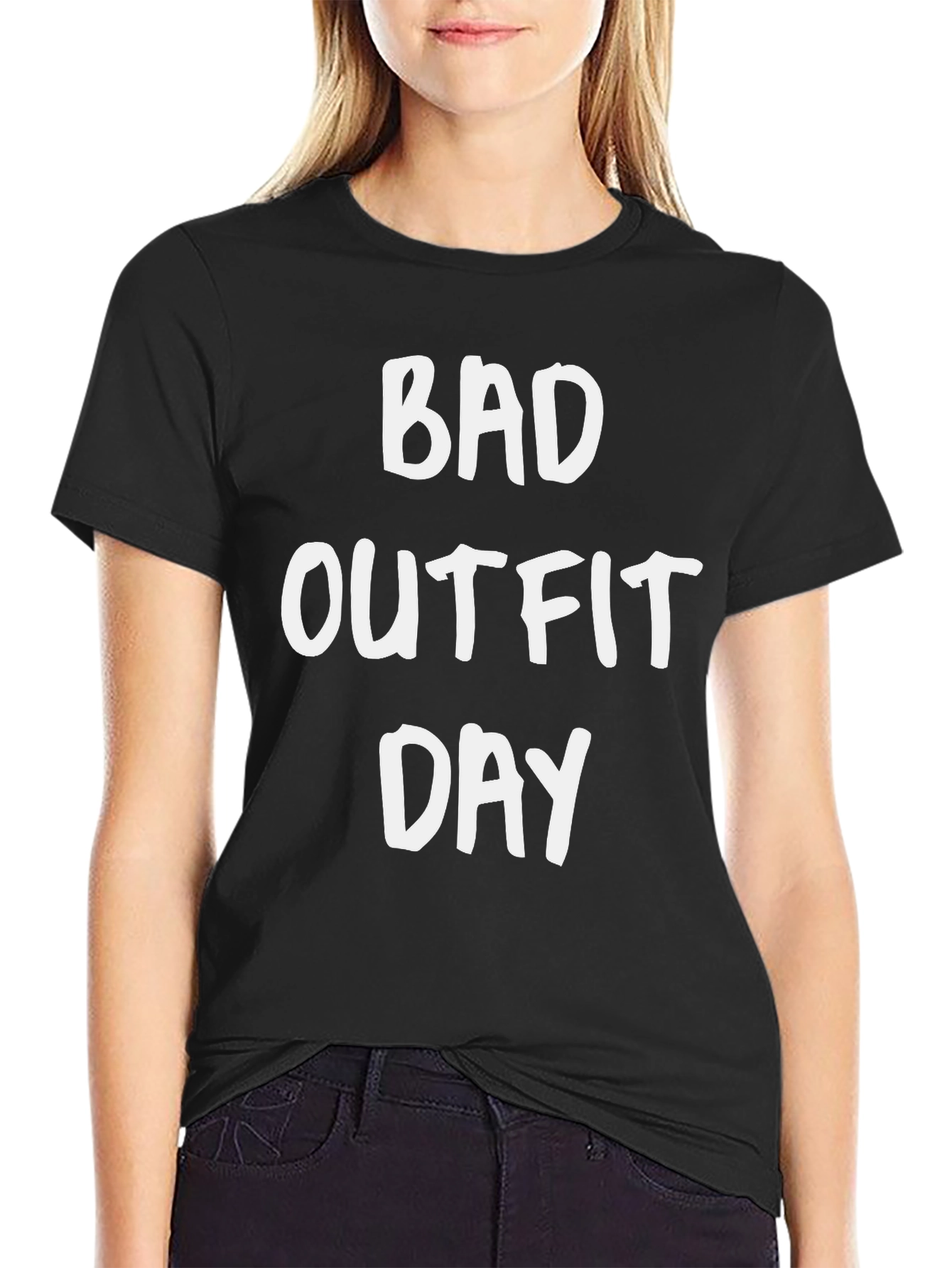 Black Bad Outfit Day Graphic Tee - Funny Slogan Shirt view 2