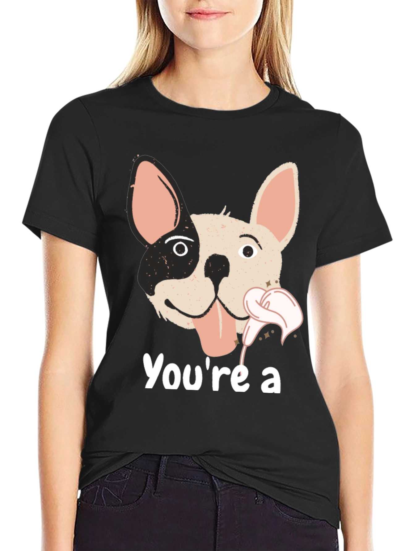 Black Funny Dog Graphic T-Shirt view 2