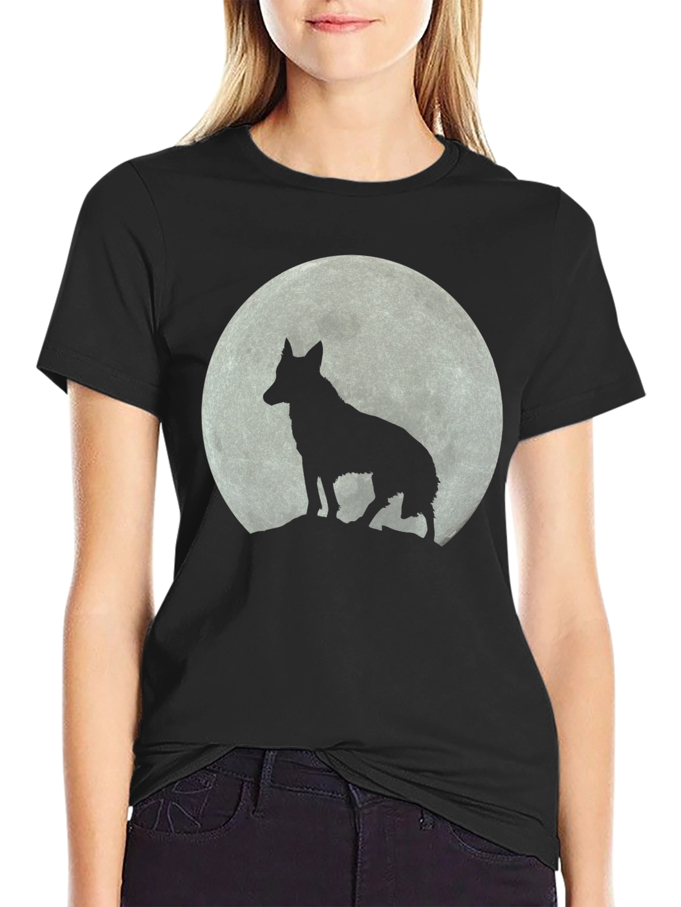 Black Wolf Moon Graphic T-Shirt - Black view 2