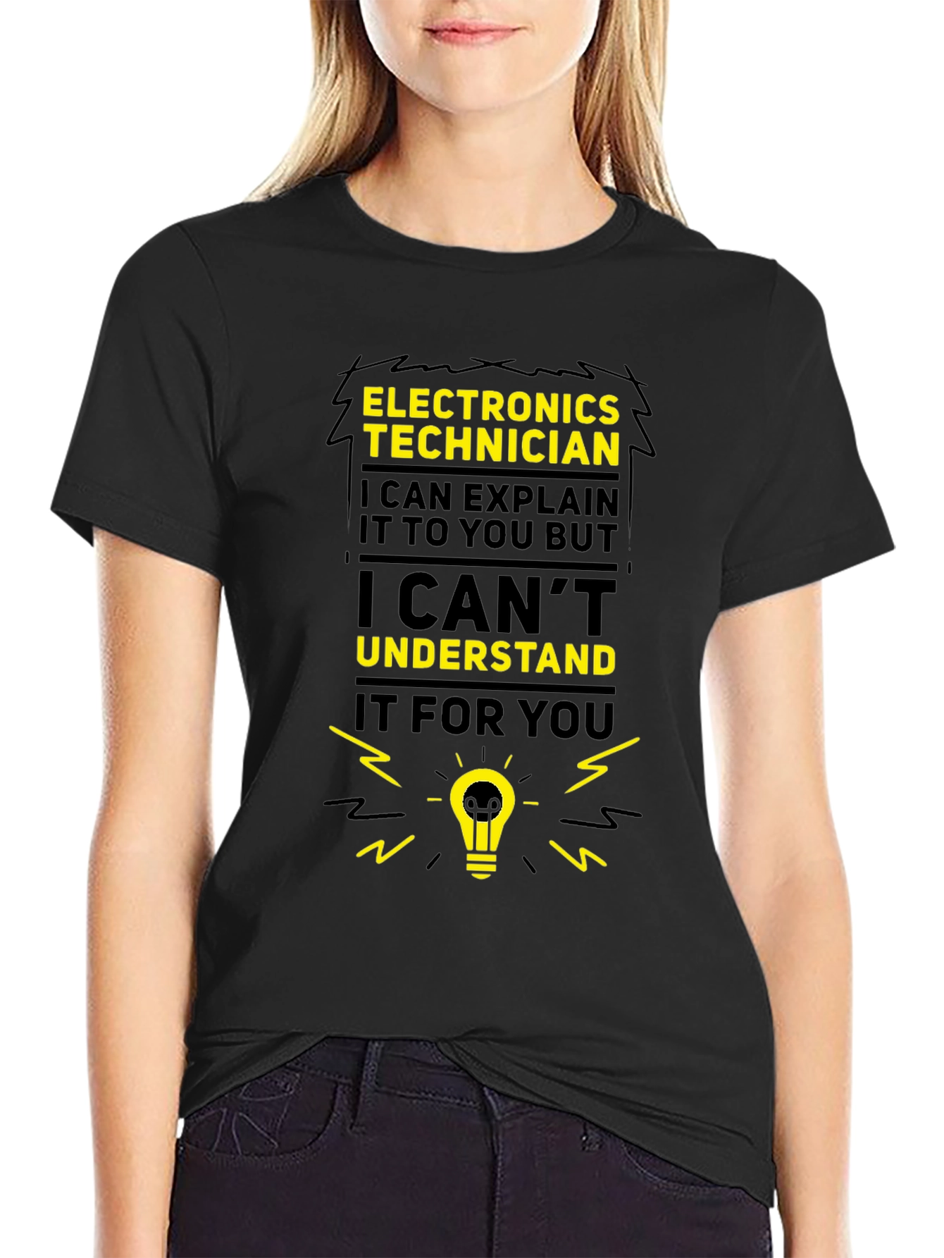 Black Electronics Technician Funny T-Shirt view 2