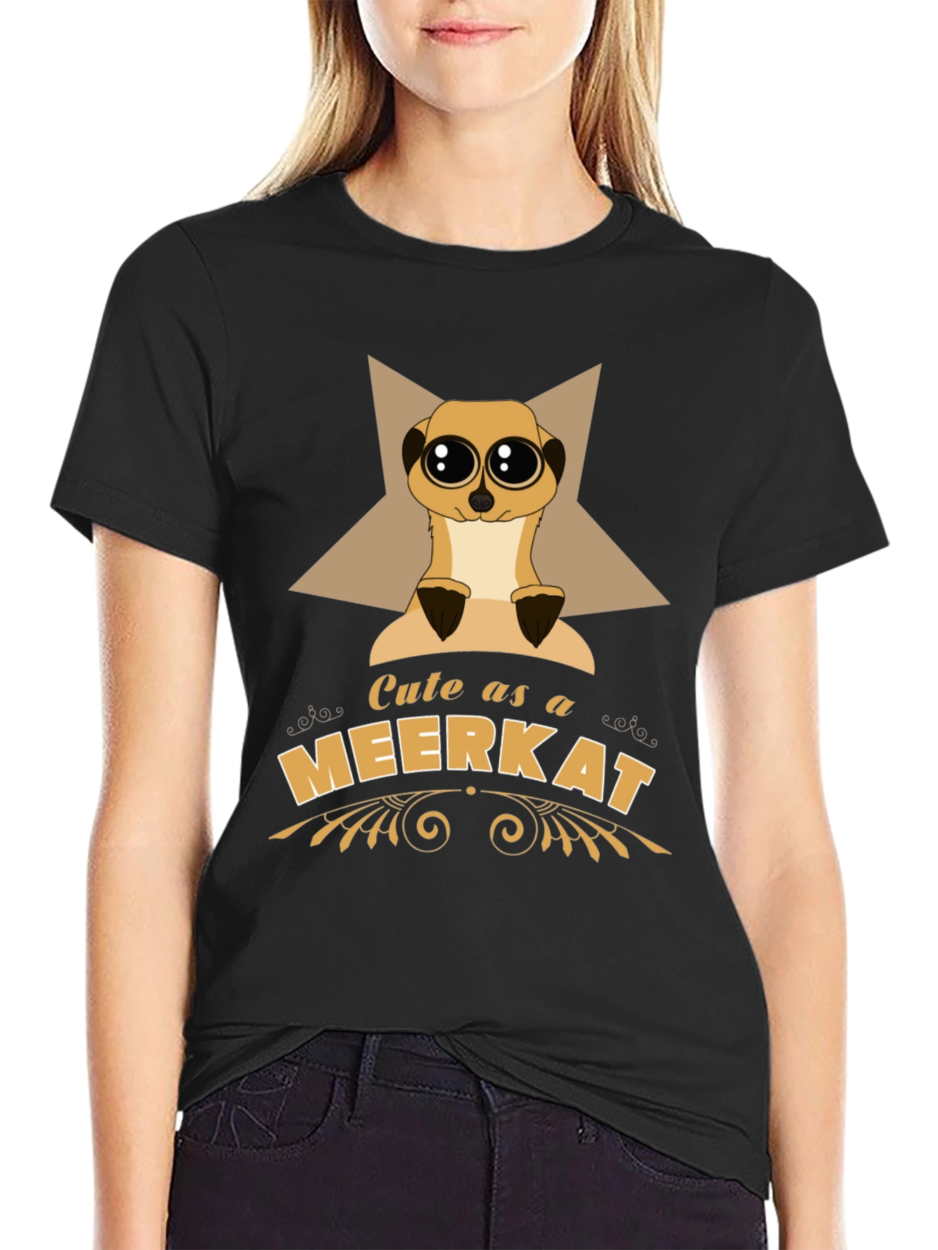 Black Cute as a Meerkat T-Shirt view 2