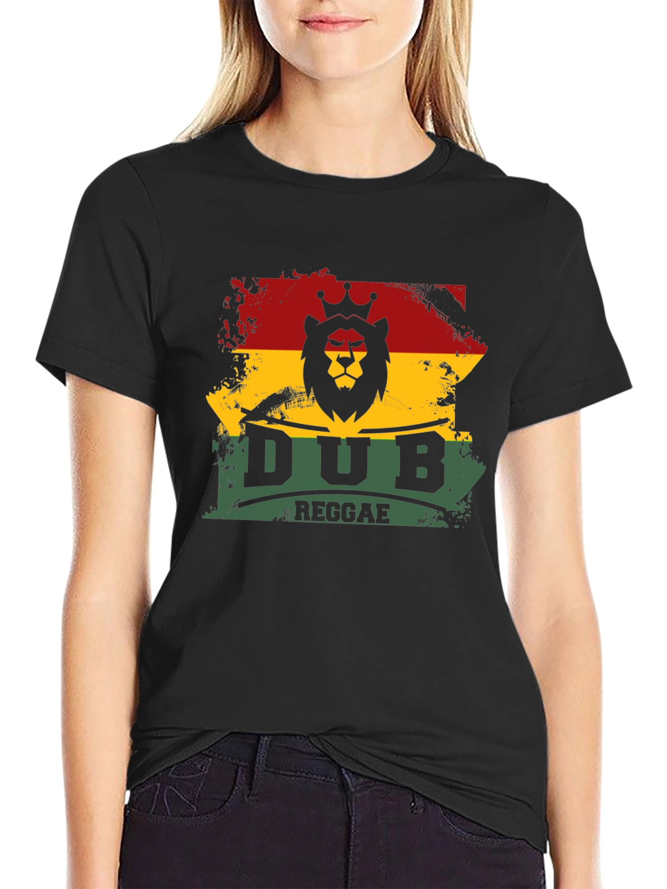 Black Rasta Lion Dub Reggae T-Shirt view 2