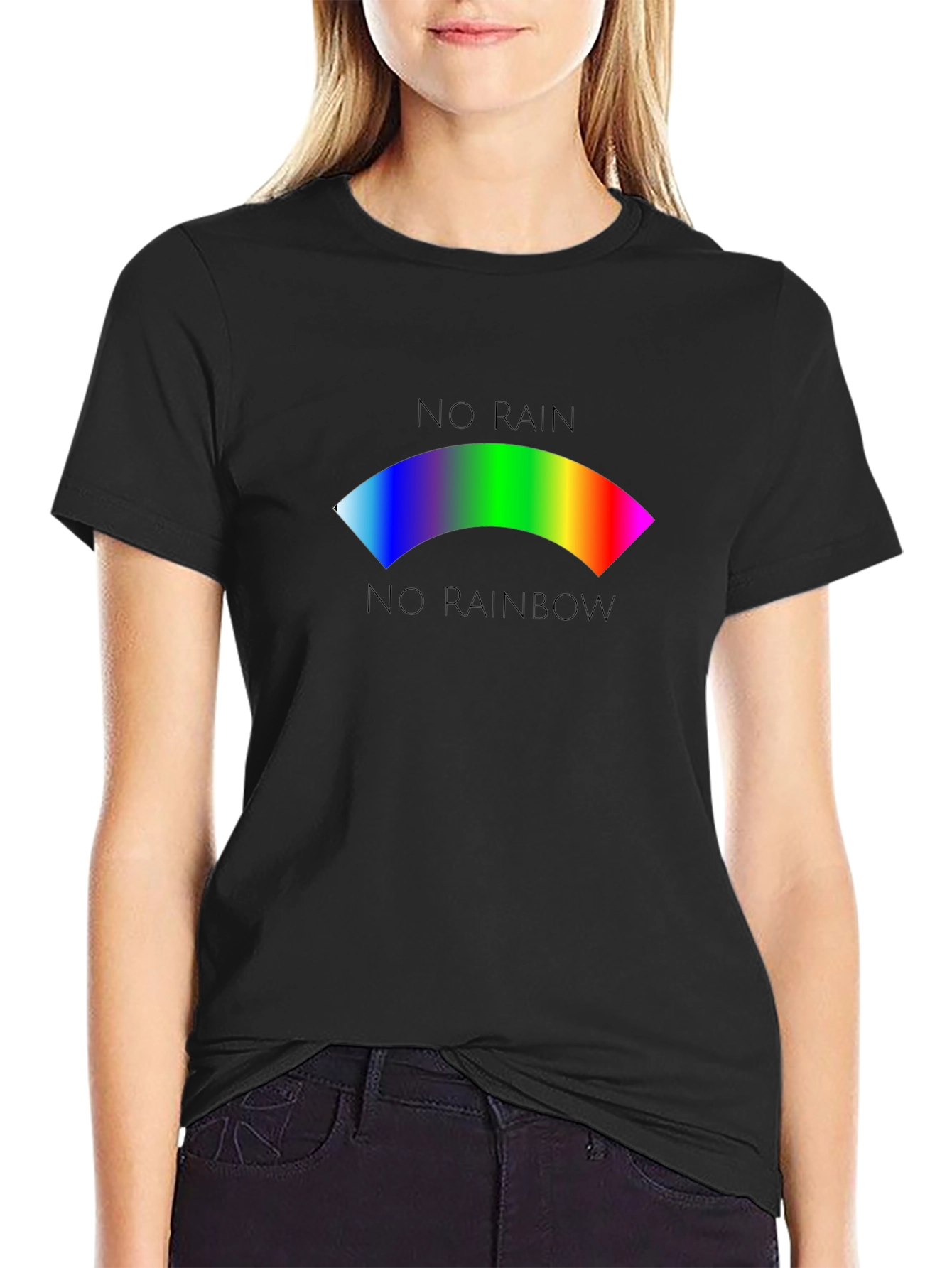 Black No Rain No Rainbow Graphic T-Shirt view 2
