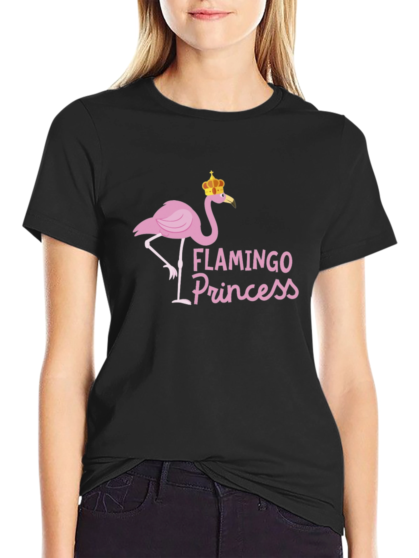Black Flamingo Princess Graphic Tee - Black view 2