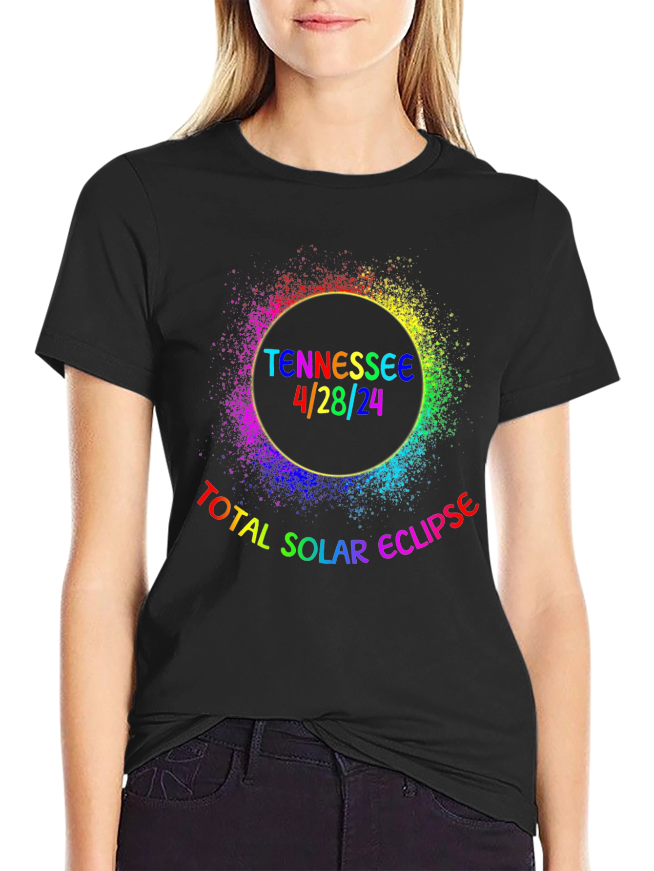 Black Tennessee Total Solar Eclipse 4/28/24 T-Shirt view 2