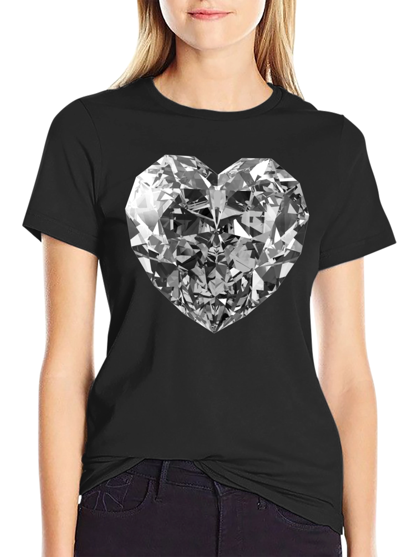 Black Diamond Heart Graphic Tee - Black view 2