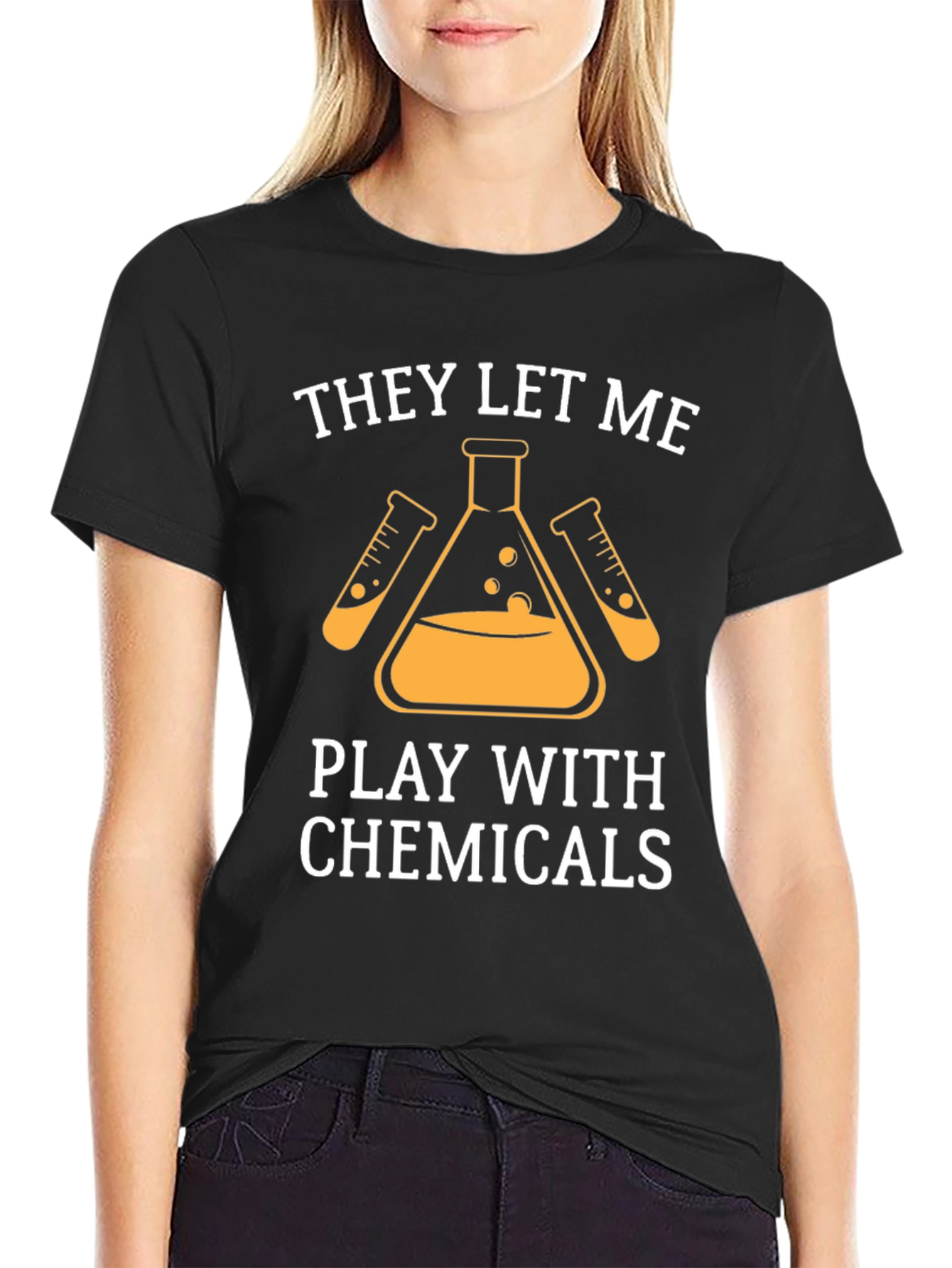 Black They Let Me Play With Chemicals T-Shirt view 2