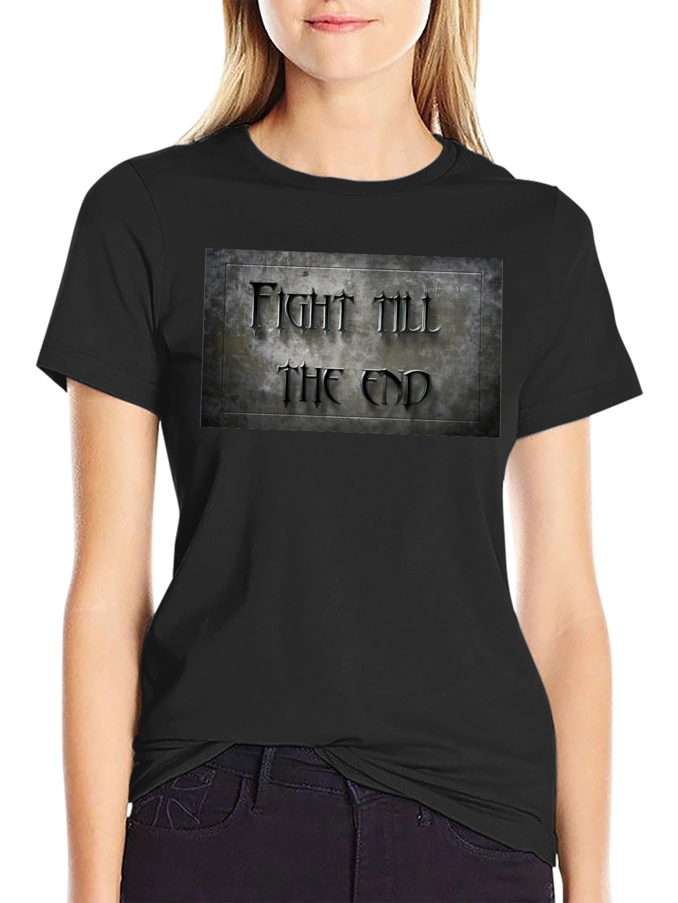 Black Fight Till The End Graphic T-Shirt view 2
