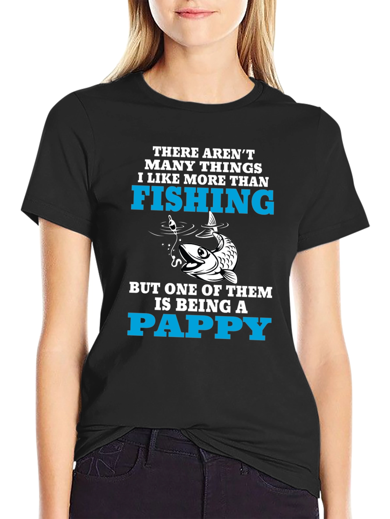 Black Fishing Pappy T-Shirt - Gift for Grandpa Fisherman view 2