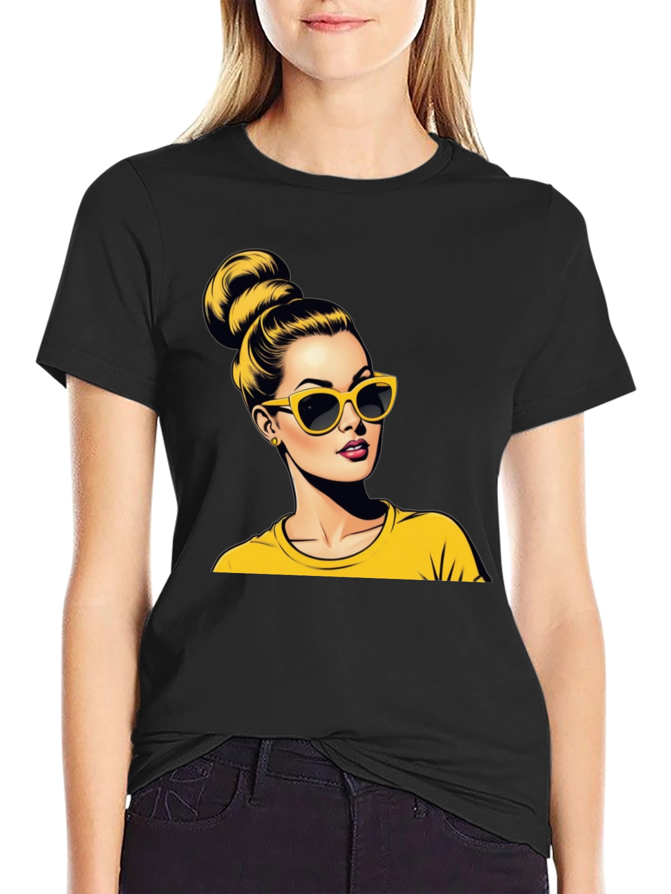Black Retro Chic Graphic Tee view 2