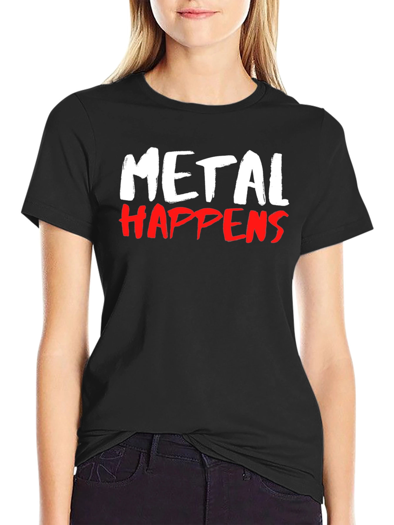 Black Metal Happens Graphic Print T-Shirt - Black view 2