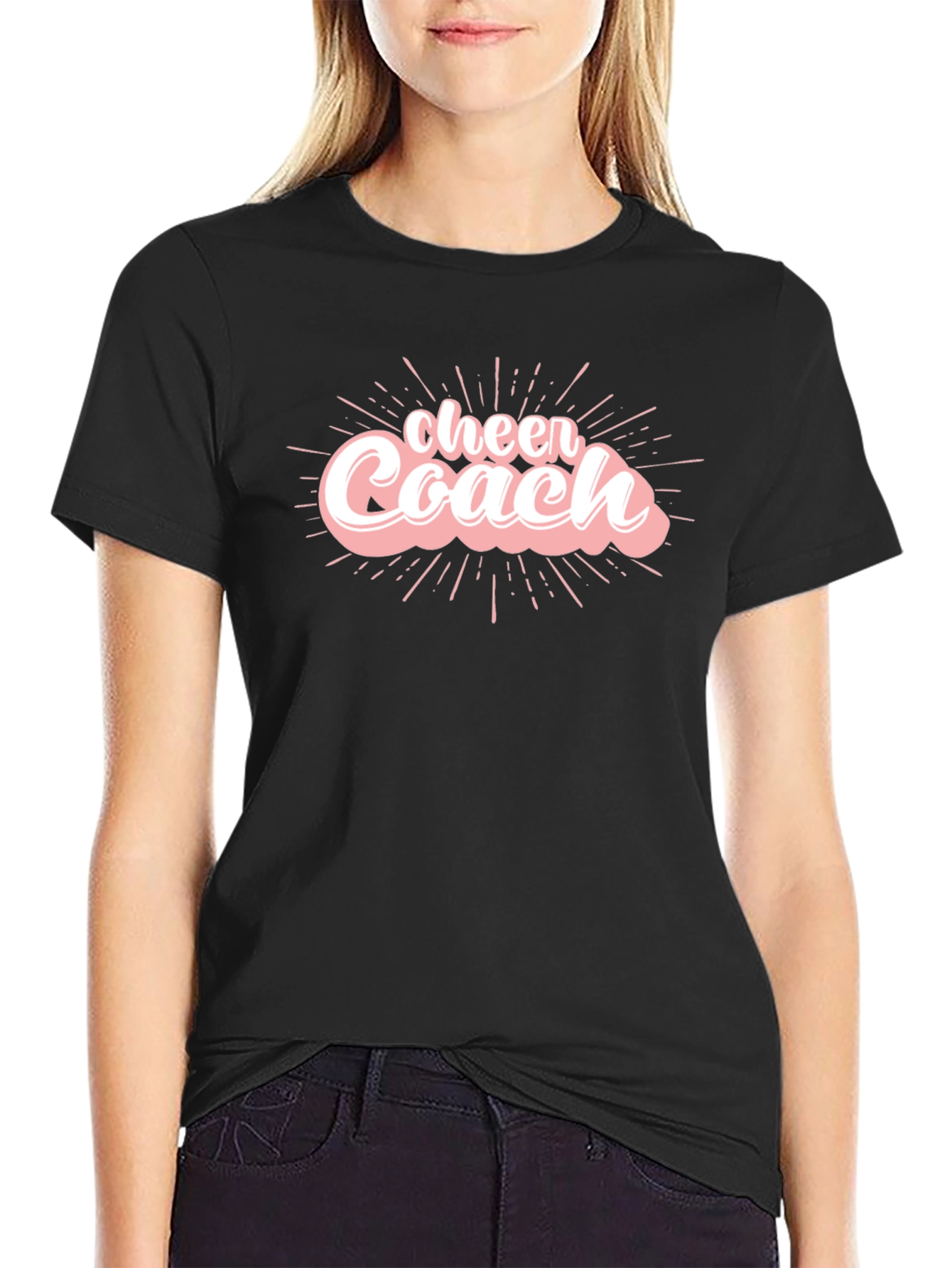 Black Cheer Coach Graphic T-Shirt - Soft Cotton Tee view 2