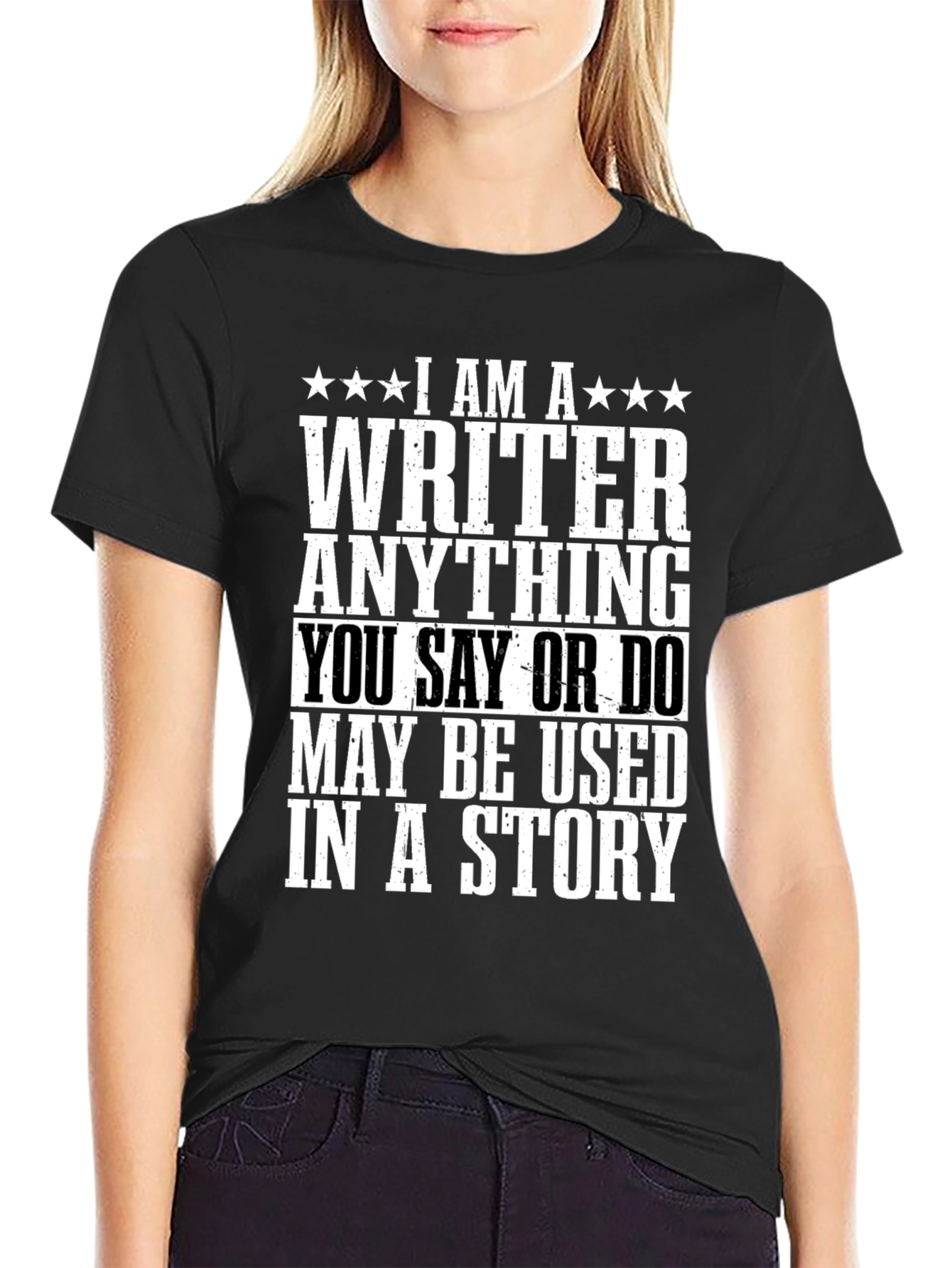 Black I AM A WRITER Funny T-Shirt view 2