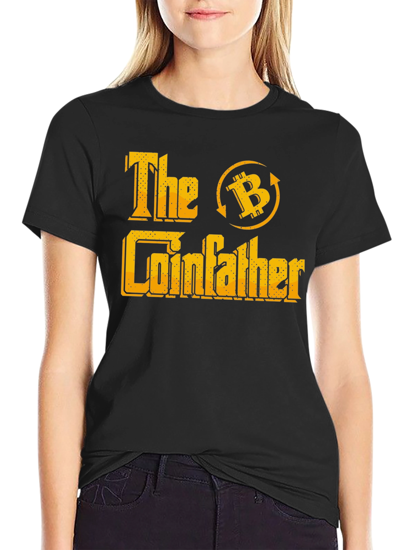 Black The Coinfather Bitcoin Crypto T-Shirt view 2