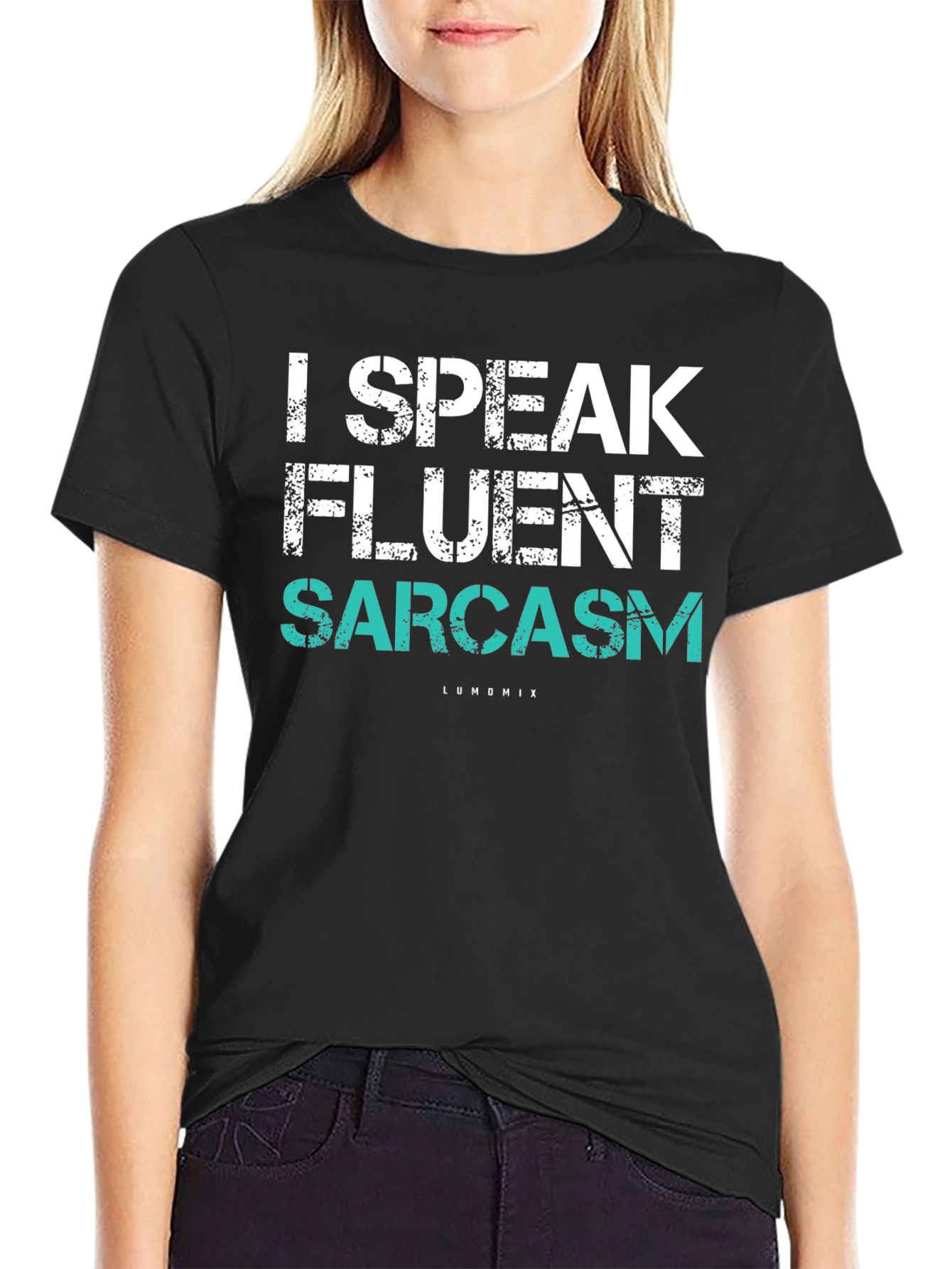 Black Fluent Sarcasm Graphic T-Shirt view 2