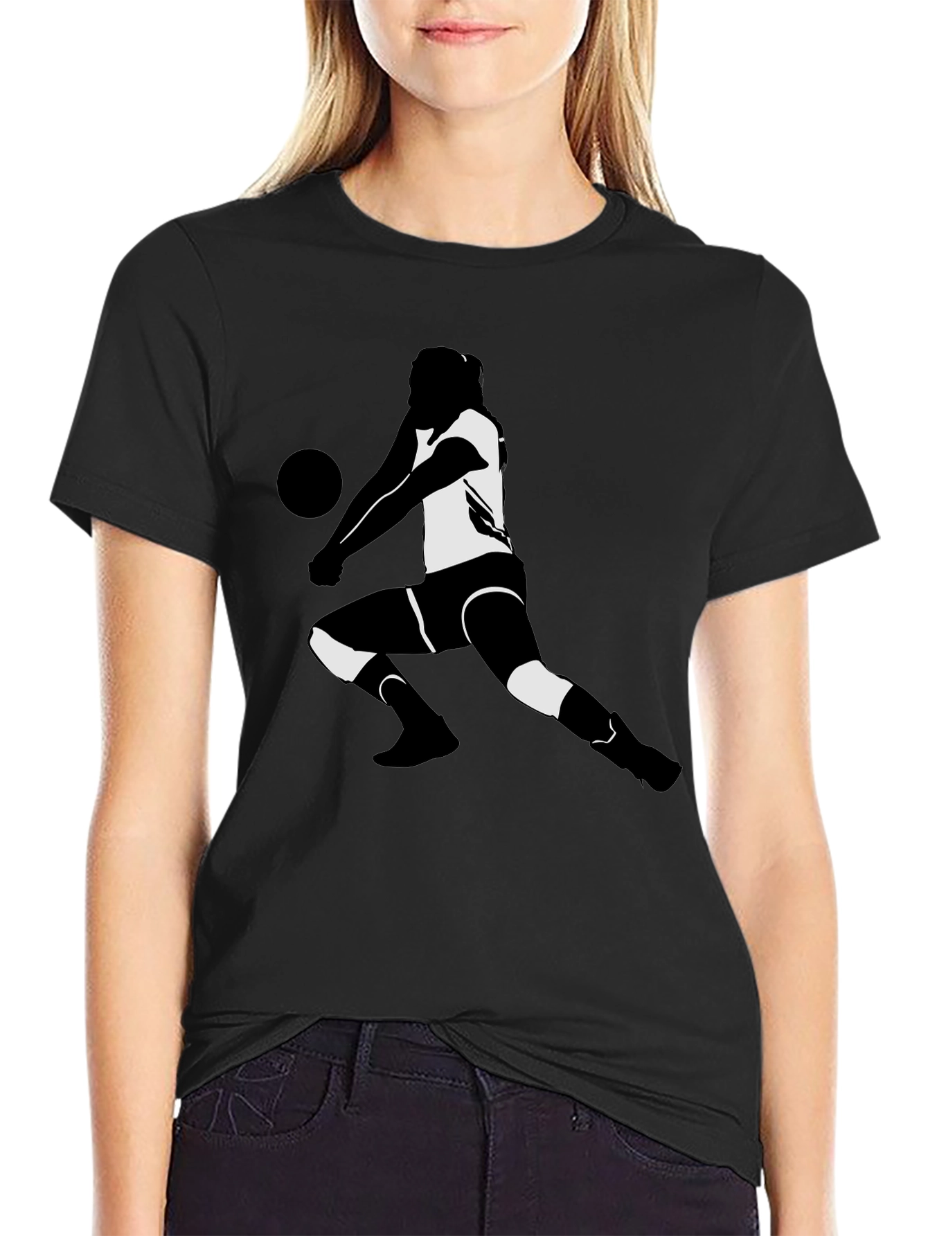 Black Volleyball Player Graphic Tee - Black T-Shirt view 2