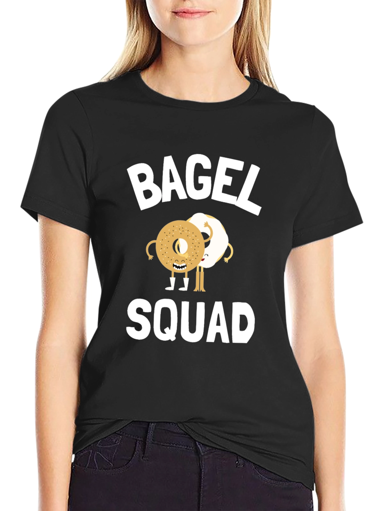 Black Bagel Squad Graphic Tee - Funny Foodie T-Shirt view 2