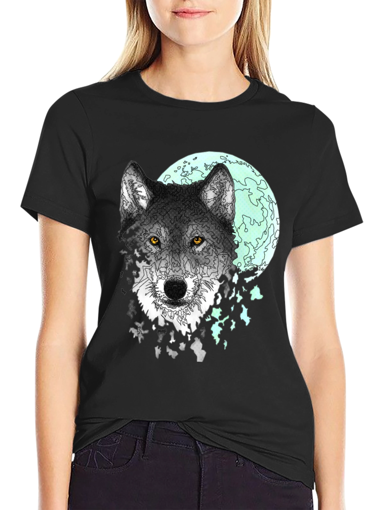 Black Wolf Moon Graphic Tee - Men's Black T-Shirt view 2