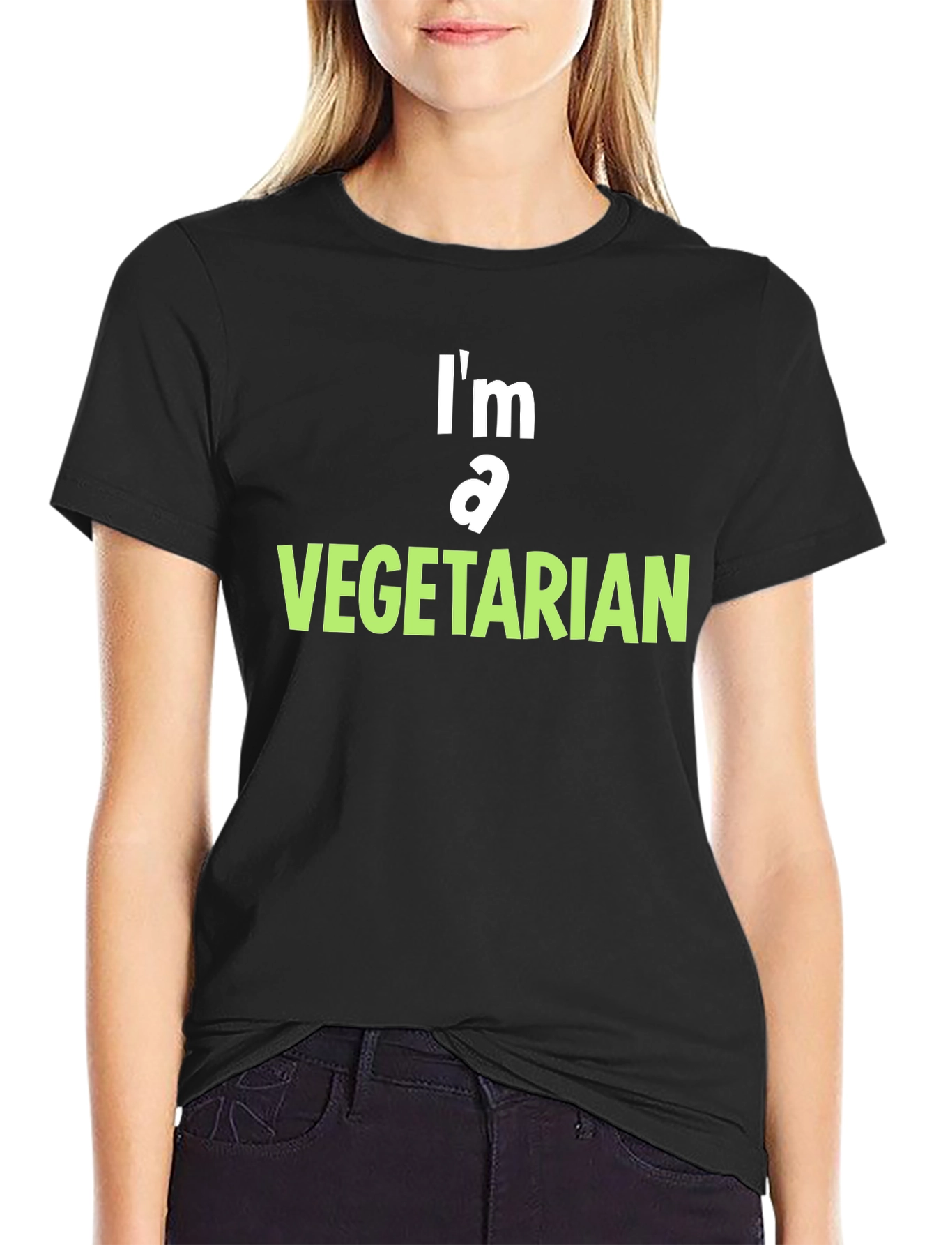 Black Vegetarian T-Shirt - Bold Statement Tee view 2