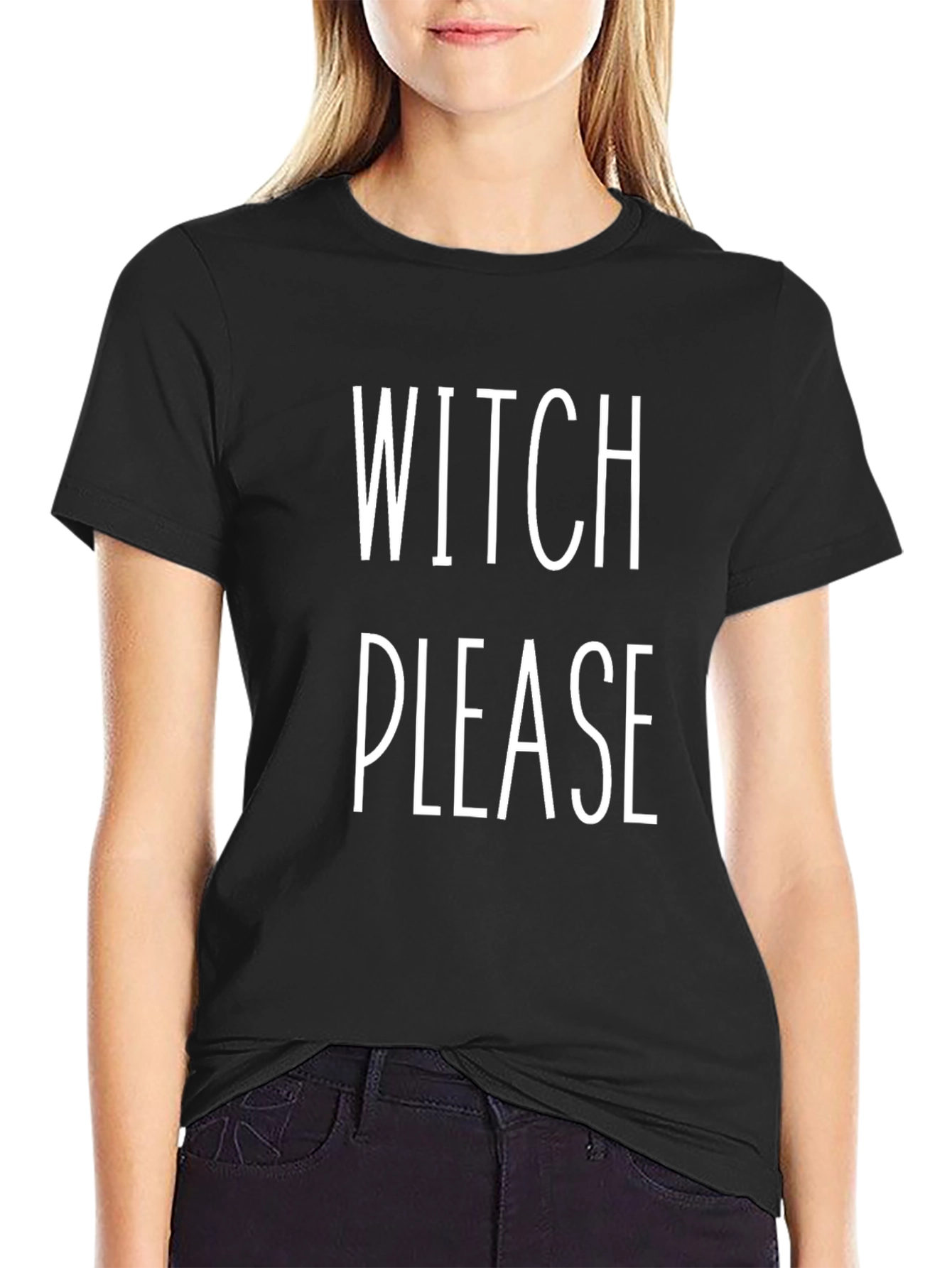 Black Witch Please Funny Graphic Tee - Black view 2