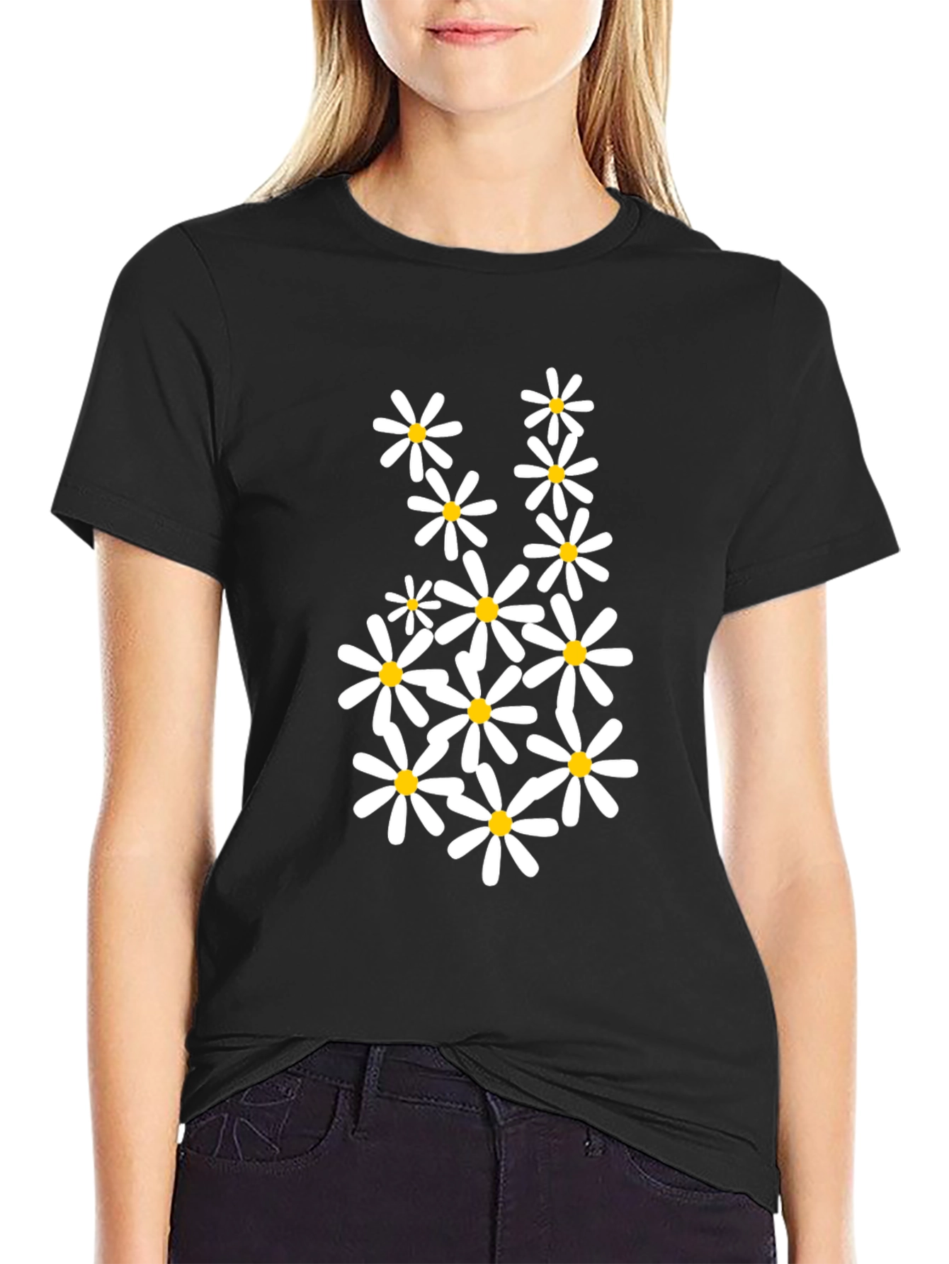 Black Black Daisy Graphic T-Shirt view 2