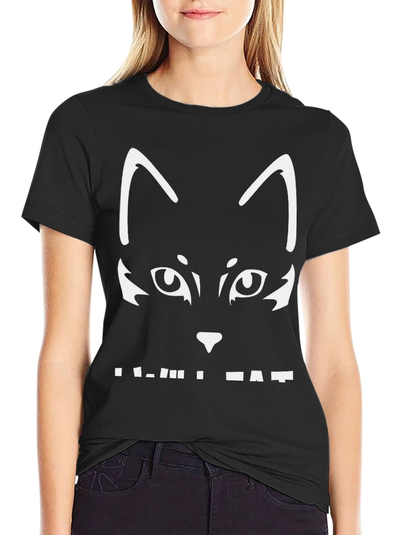 Black Black Cat Graphic Tee - Cool & Casual view 2