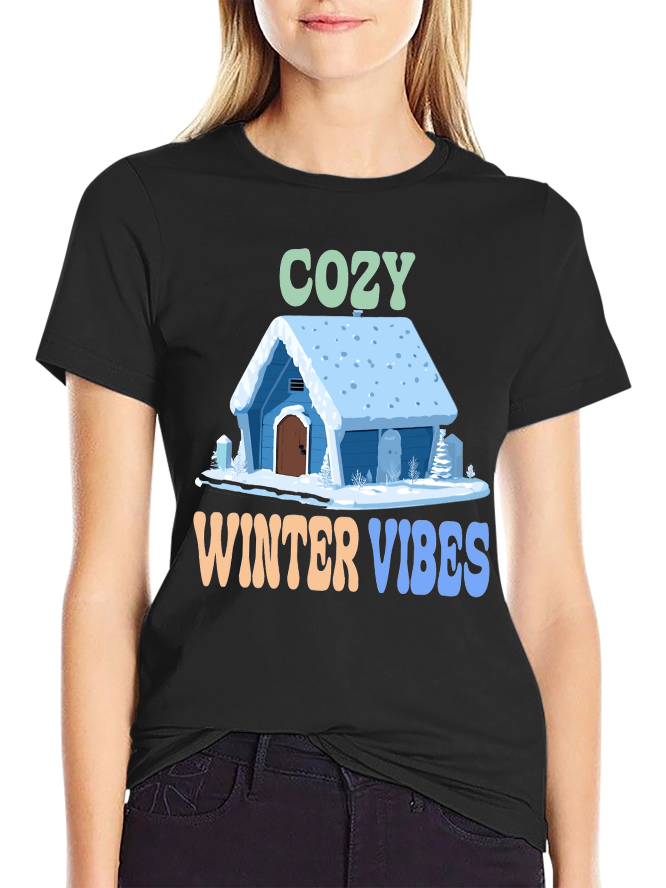 Black Cozy Winter Vibes Graphic Tee view 2