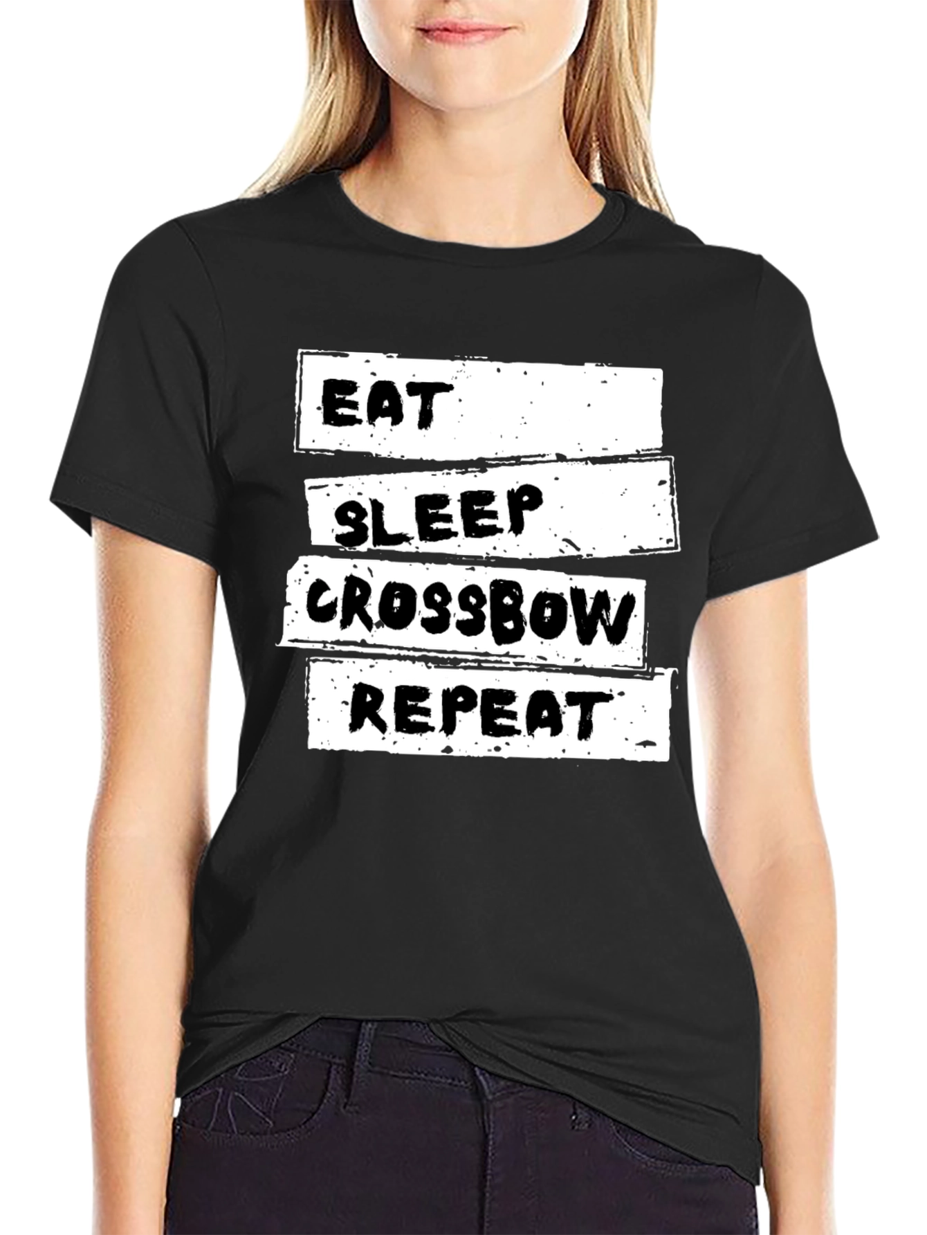 Black Eat Sleep Crossbow Repeat T-Shirt view 2