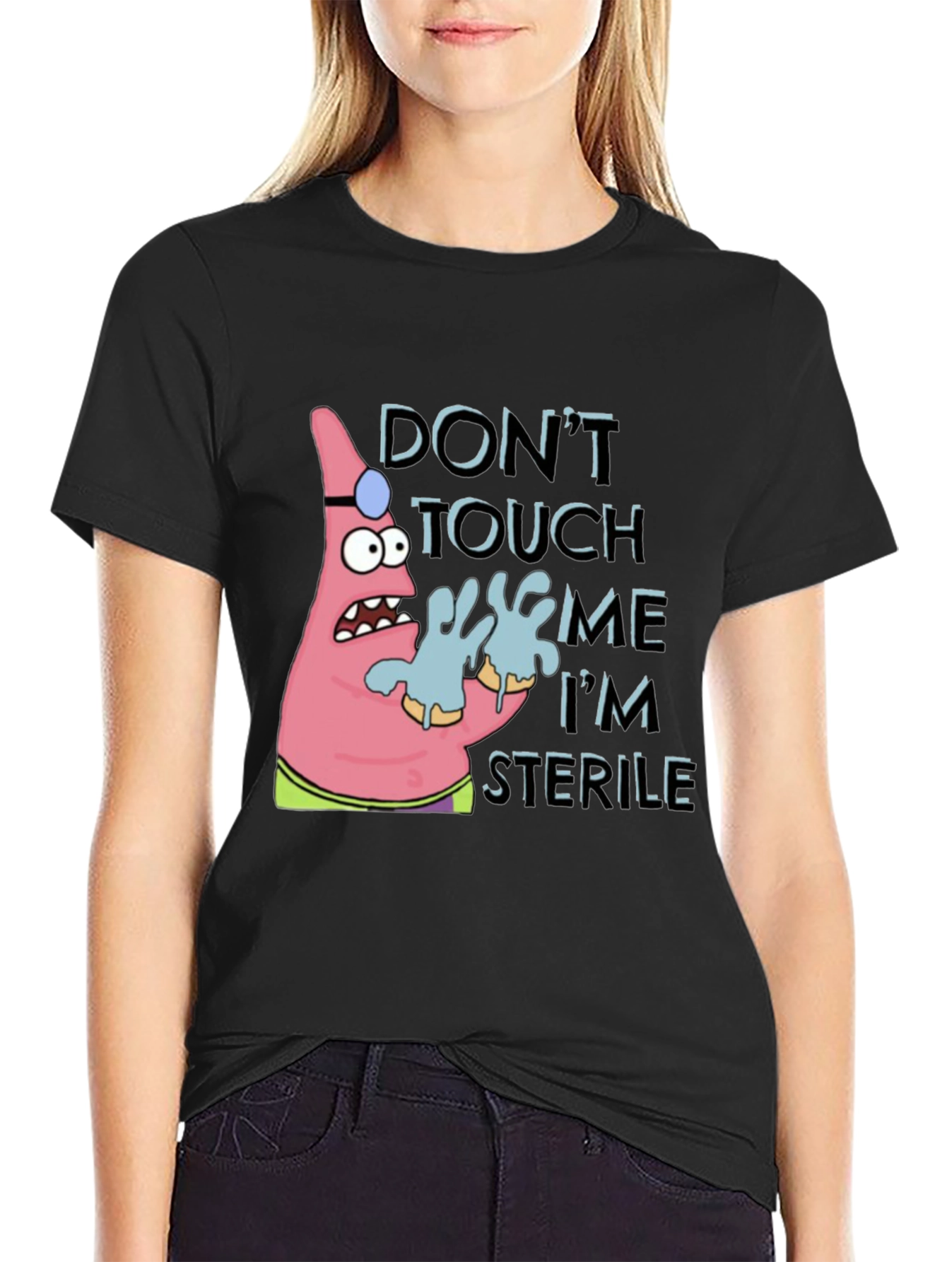 Black Don't Touch Me I'm Sterile T-Shirt view 2