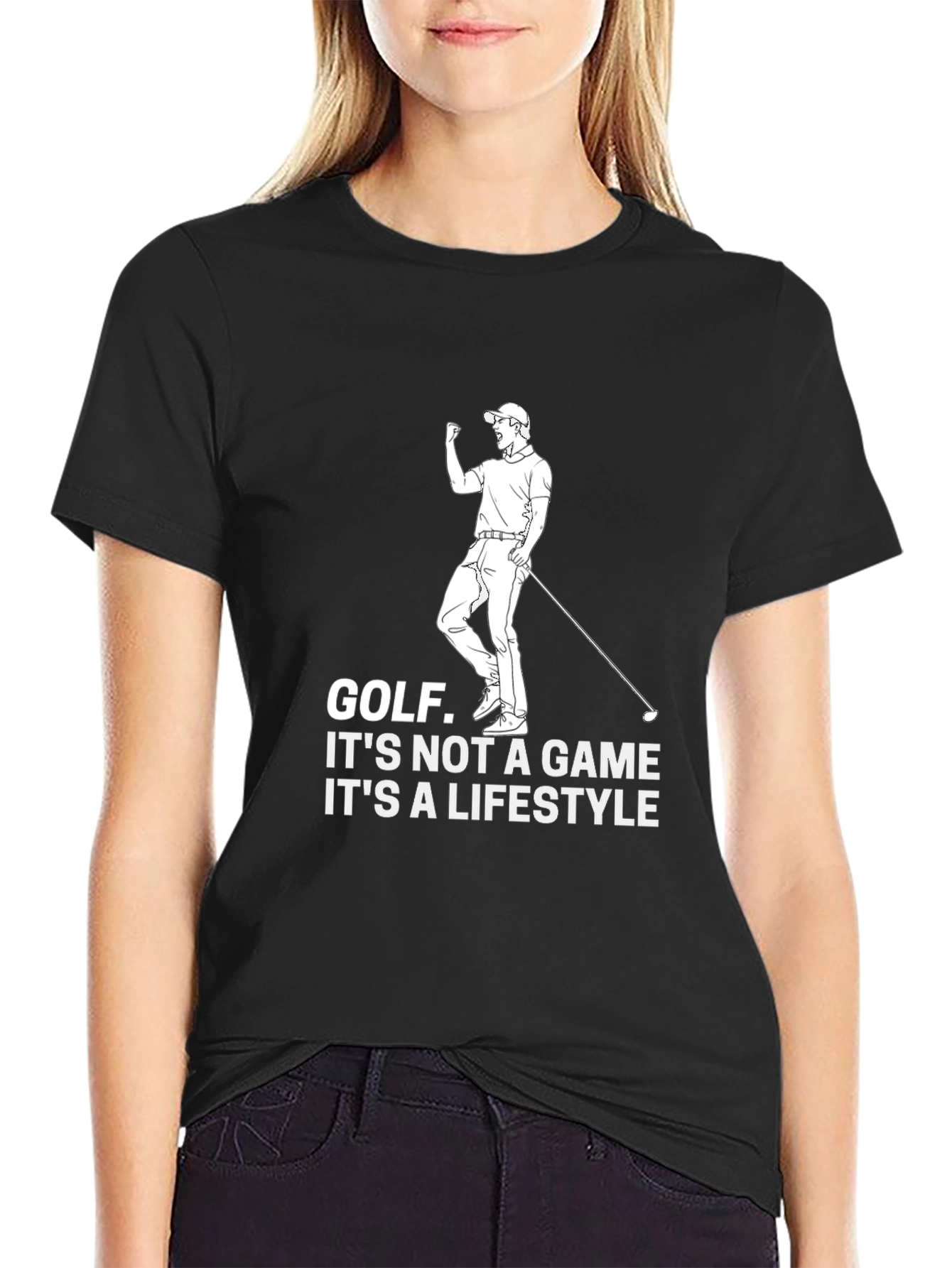 Black Golf Lifestyle T-Shirt - Black Cotton Graphic Tee view 2