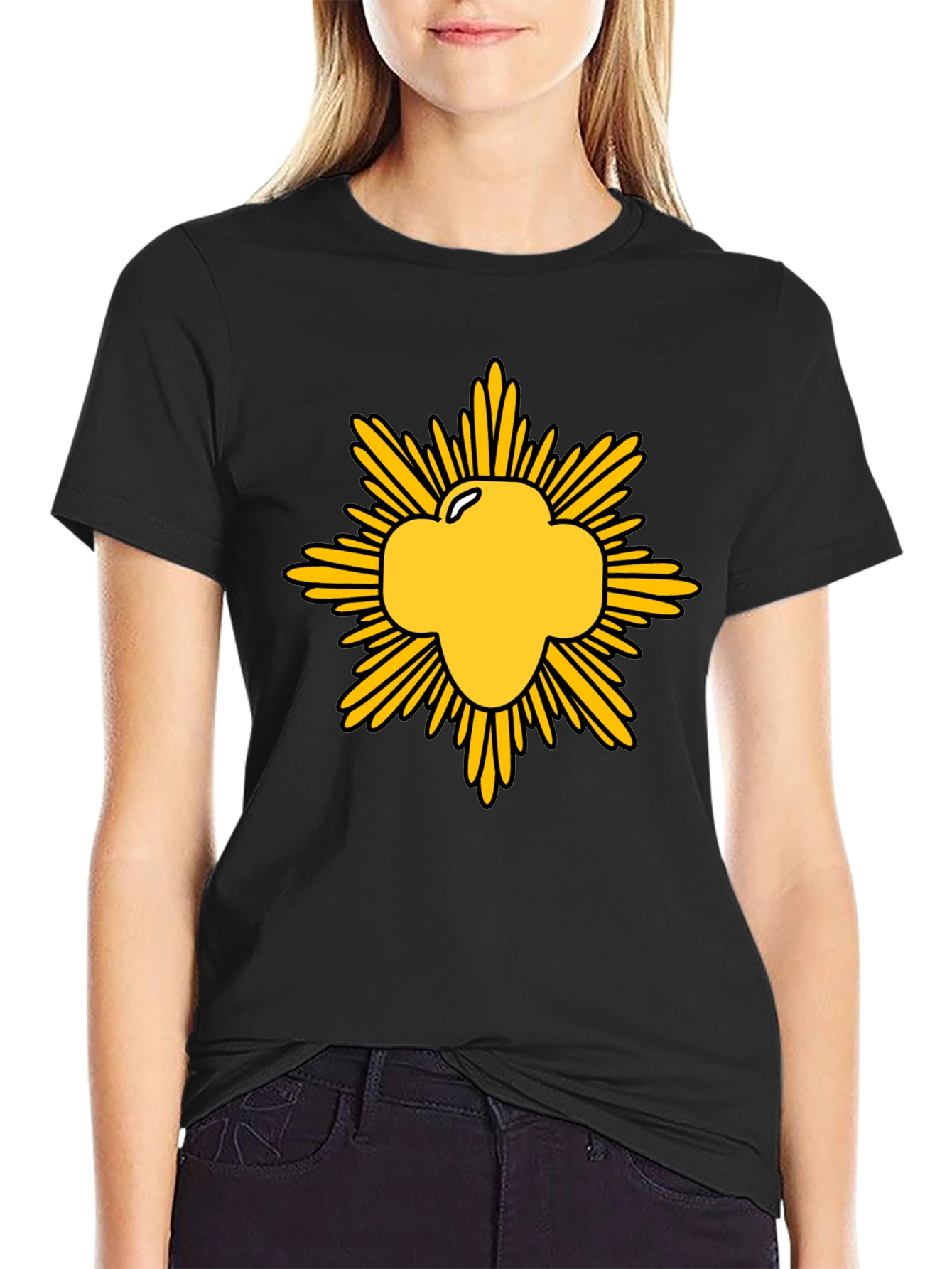 Black Golden Cloverburst Graphic Tee - Black Cotton Blend view 2