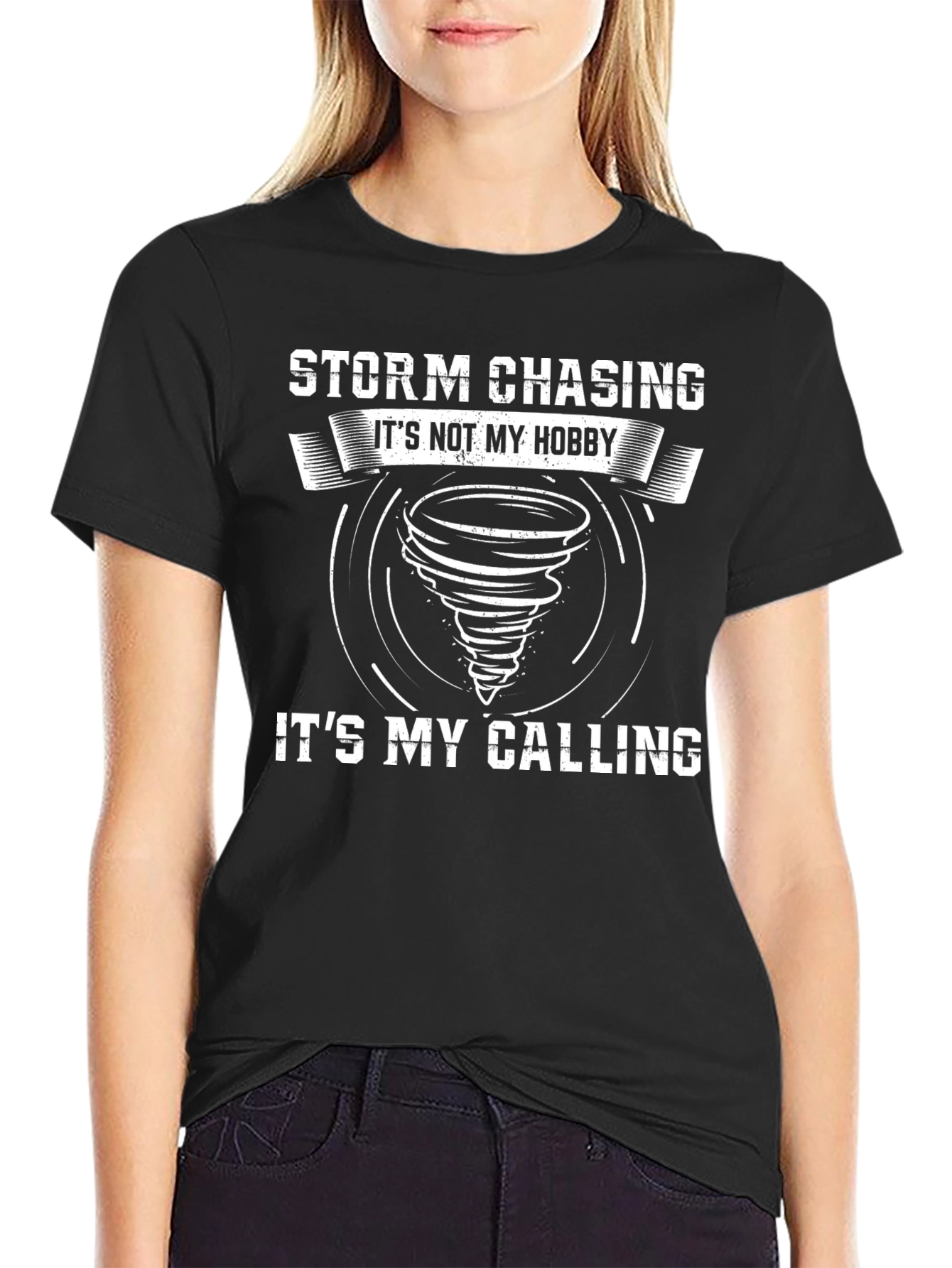 Black Storm Chasing Graphic Tee -  It's My Calling T-Shirt view 2