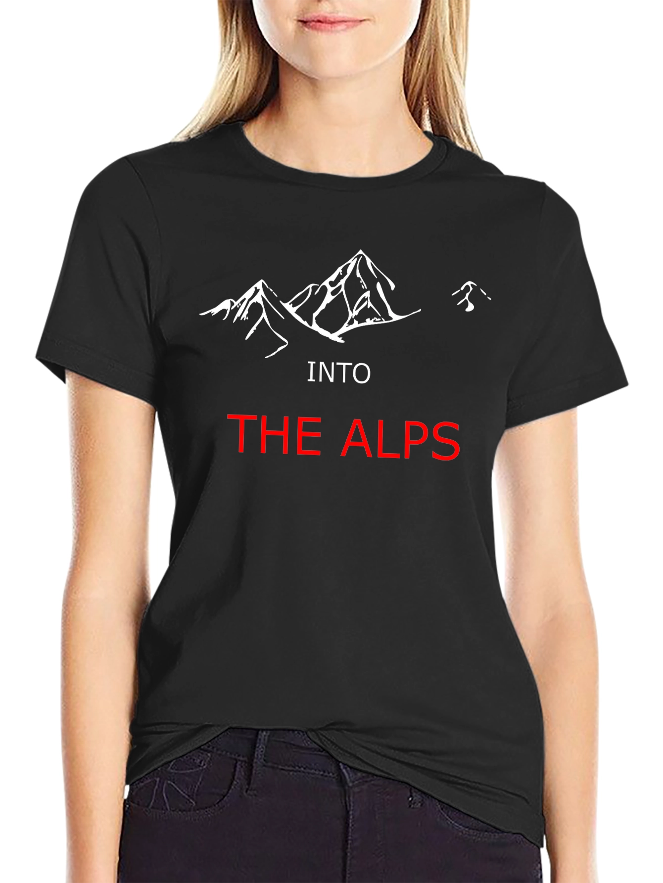 Black Into The Alps Graphic Tee - Mountain Adventure Shirt view 2