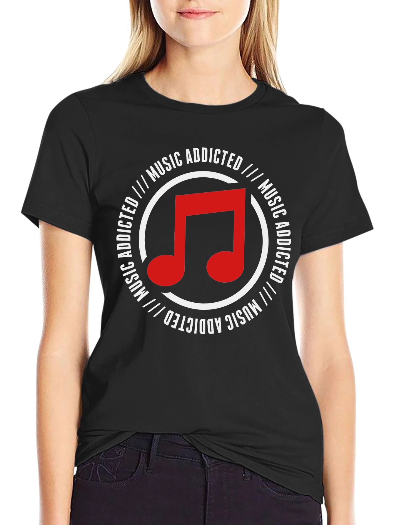 Black Music Addicted Graphic T-Shirt view 2
