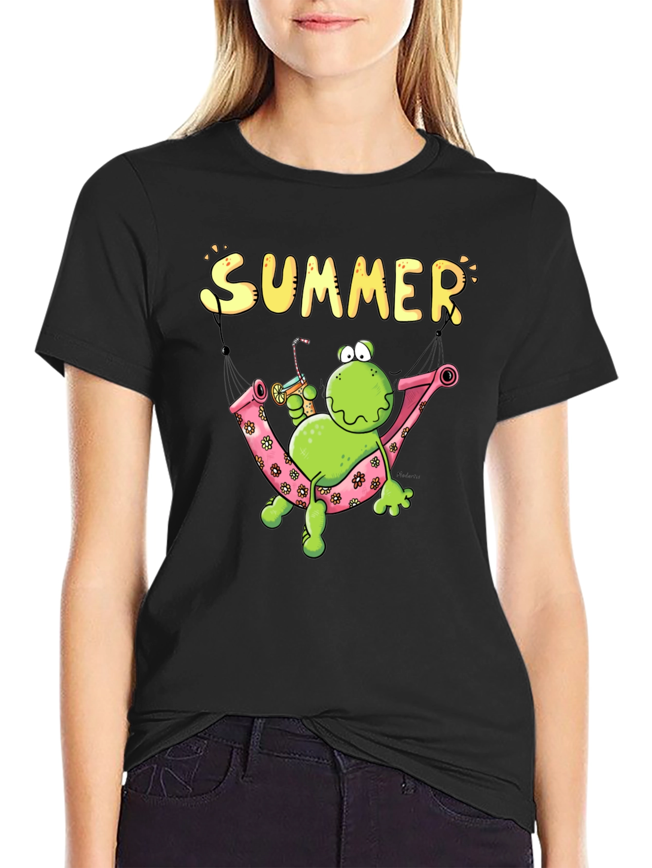 Black Summer Frog Hammock Graphic Tee view 2