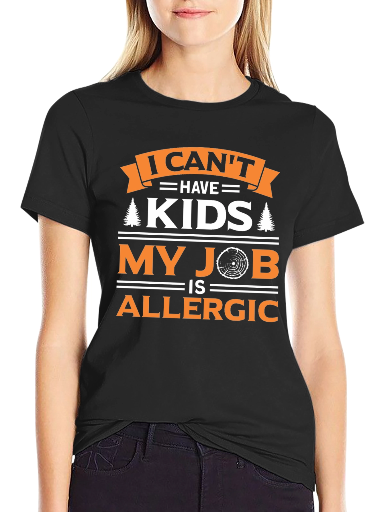 Black Funny Job Allergic T-Shirt view 2