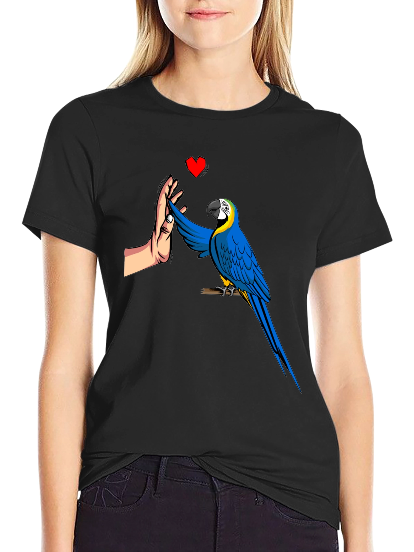 Black Parrot High Five Graphic Tee - Men's Black T-Shirt view 2