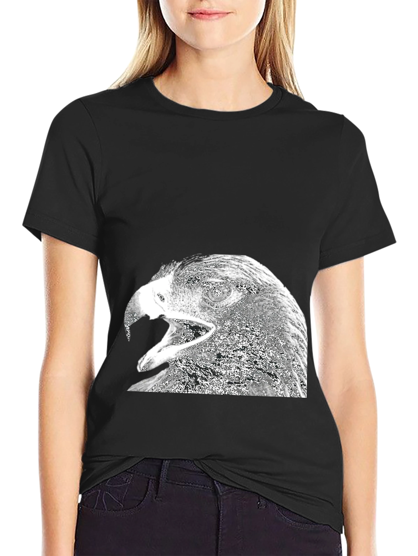 Black Eagle Graphic Print Black T-Shirt for Men view 2