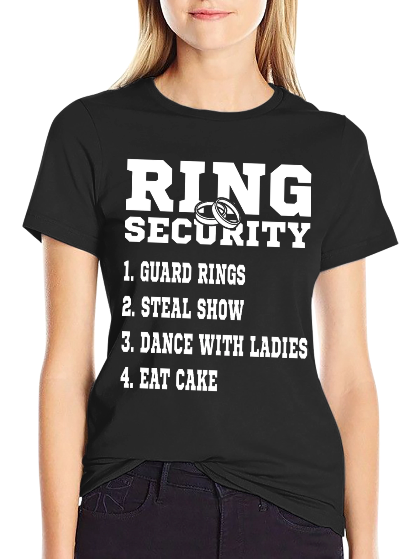 Black Ring Security Graphic T-Shirt - Wedding Humor Tee view 2