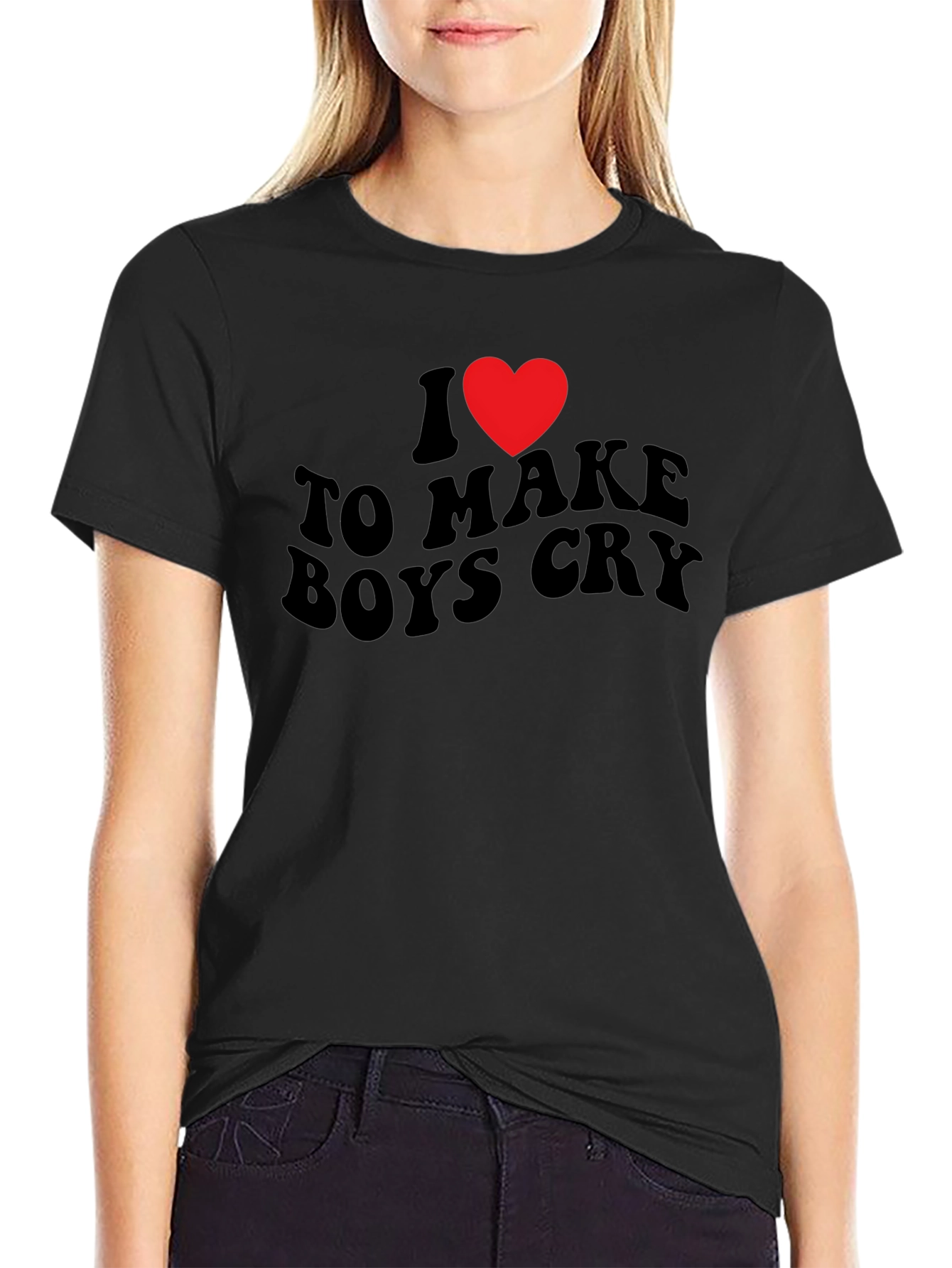 Black I Heart to Make Boys Cry T-Shirt view 2
