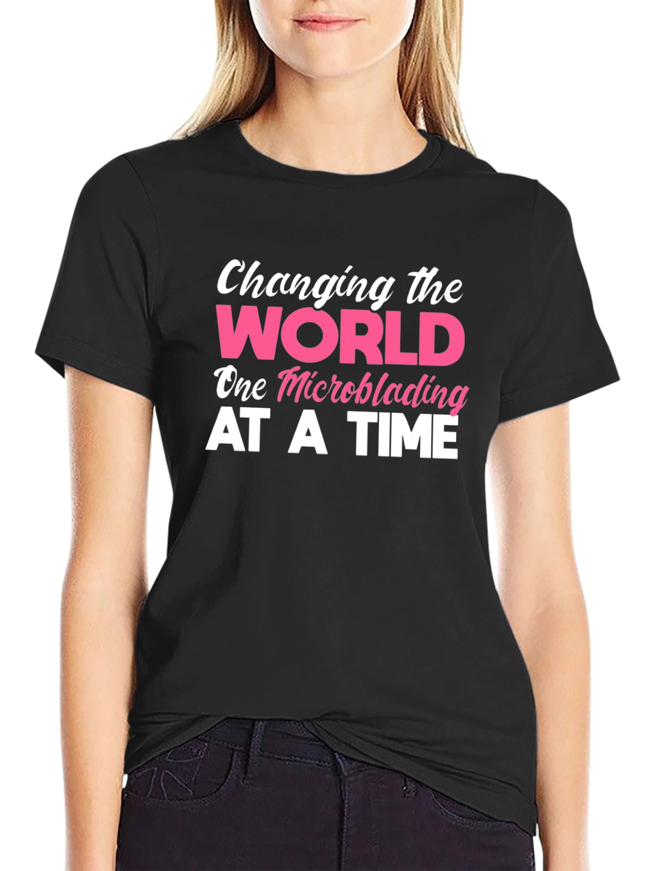 Black Changing The World Microblading T-Shirt view 2