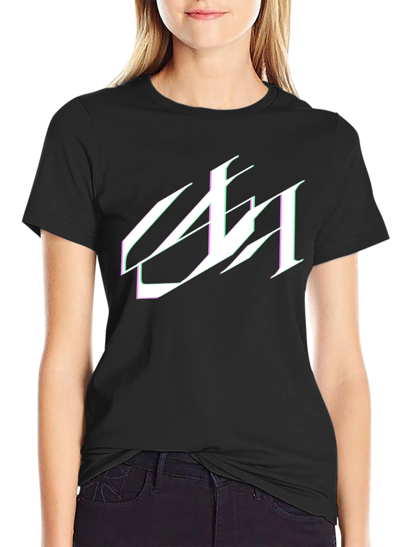 Black Modern Graphic Tee - Black view 2