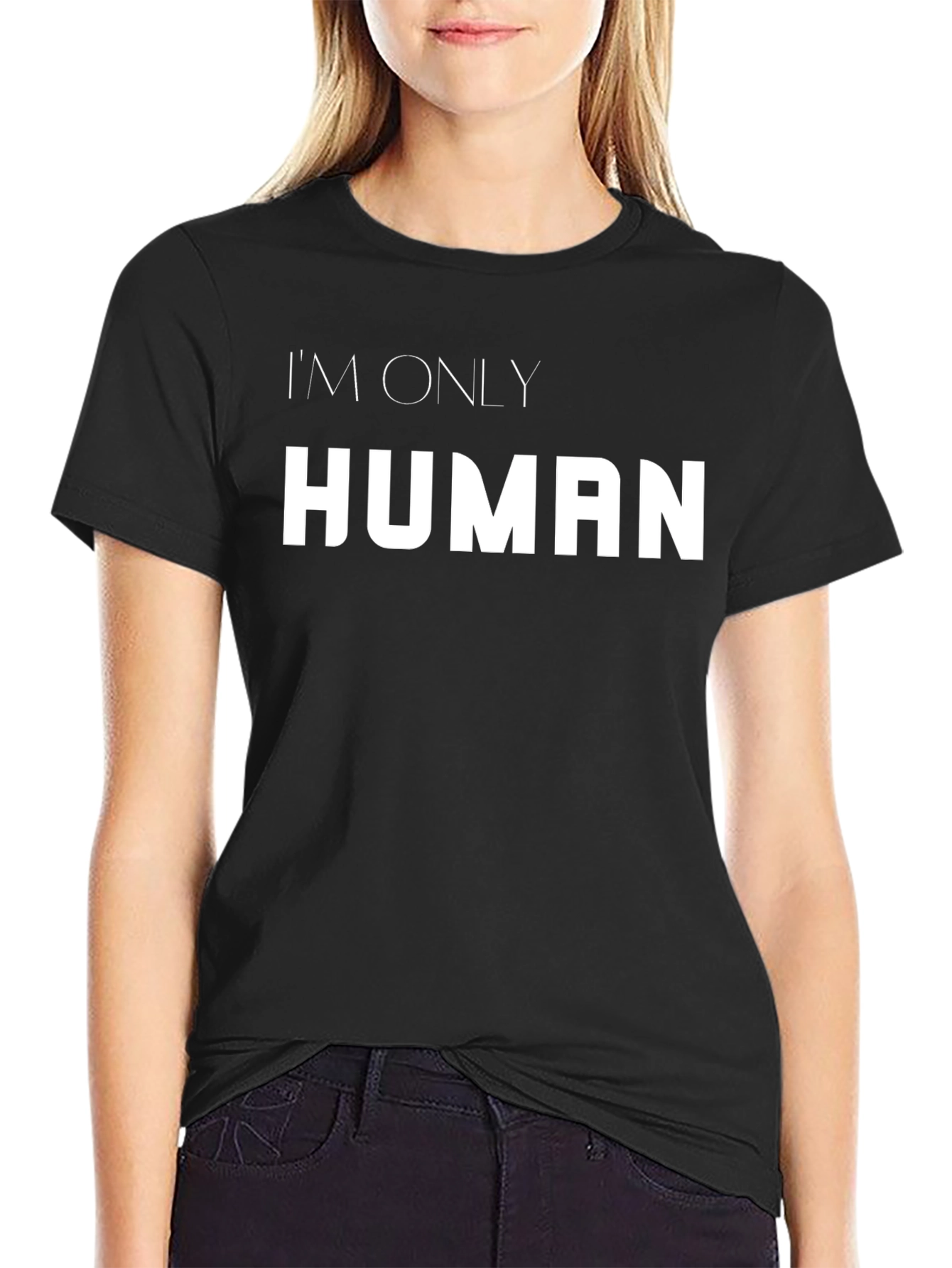 Black I'm Only Human Black Graphic Tee view 2