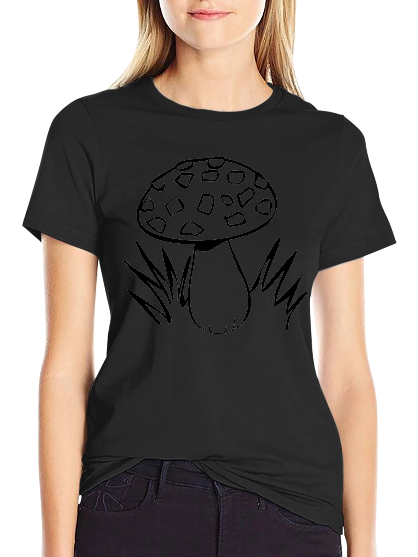 Black Mushroom Graphic Print Black Tee view 2