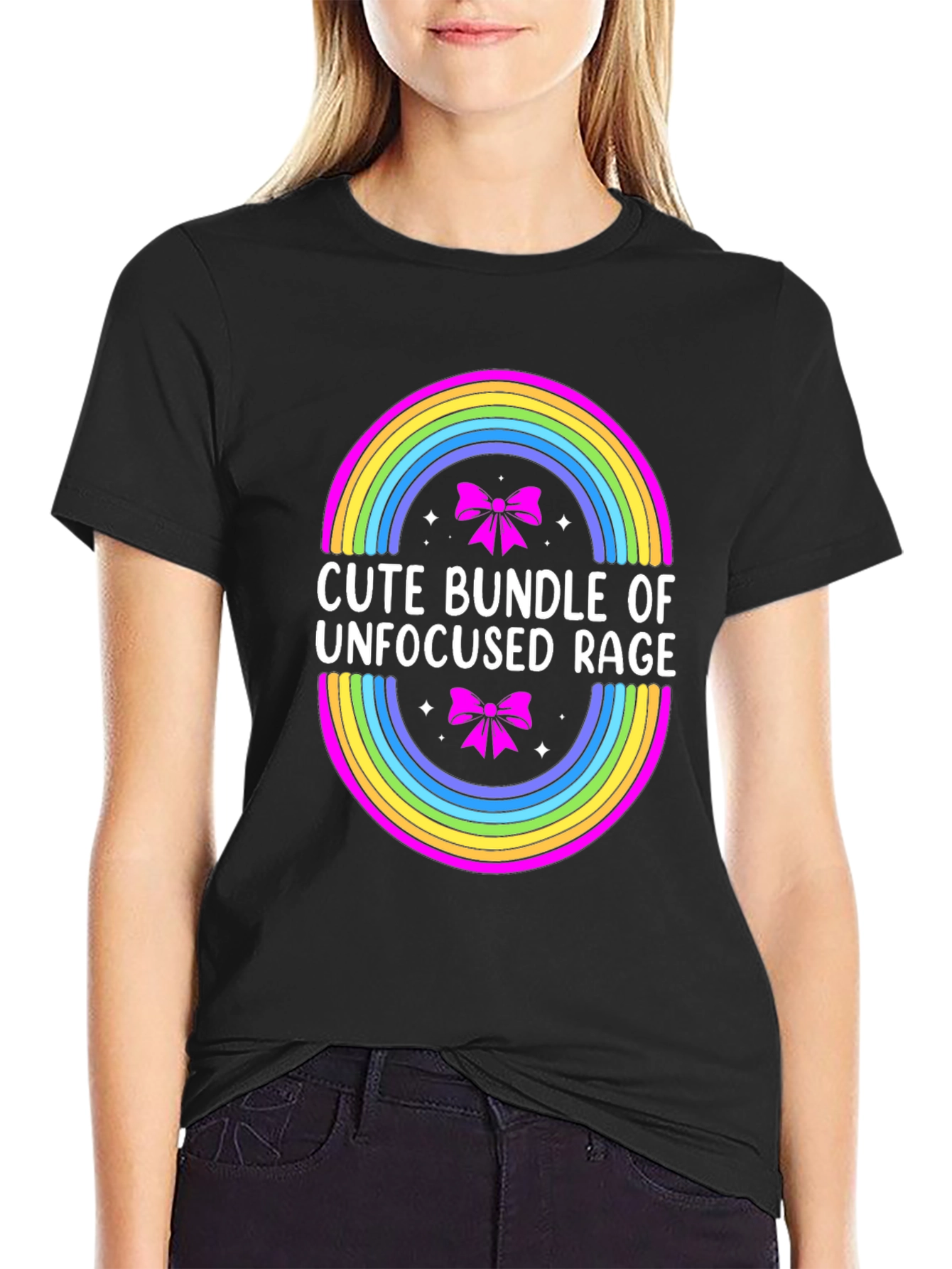 Black Cute Bundle of Unfocused Rage T-Shirt view 2