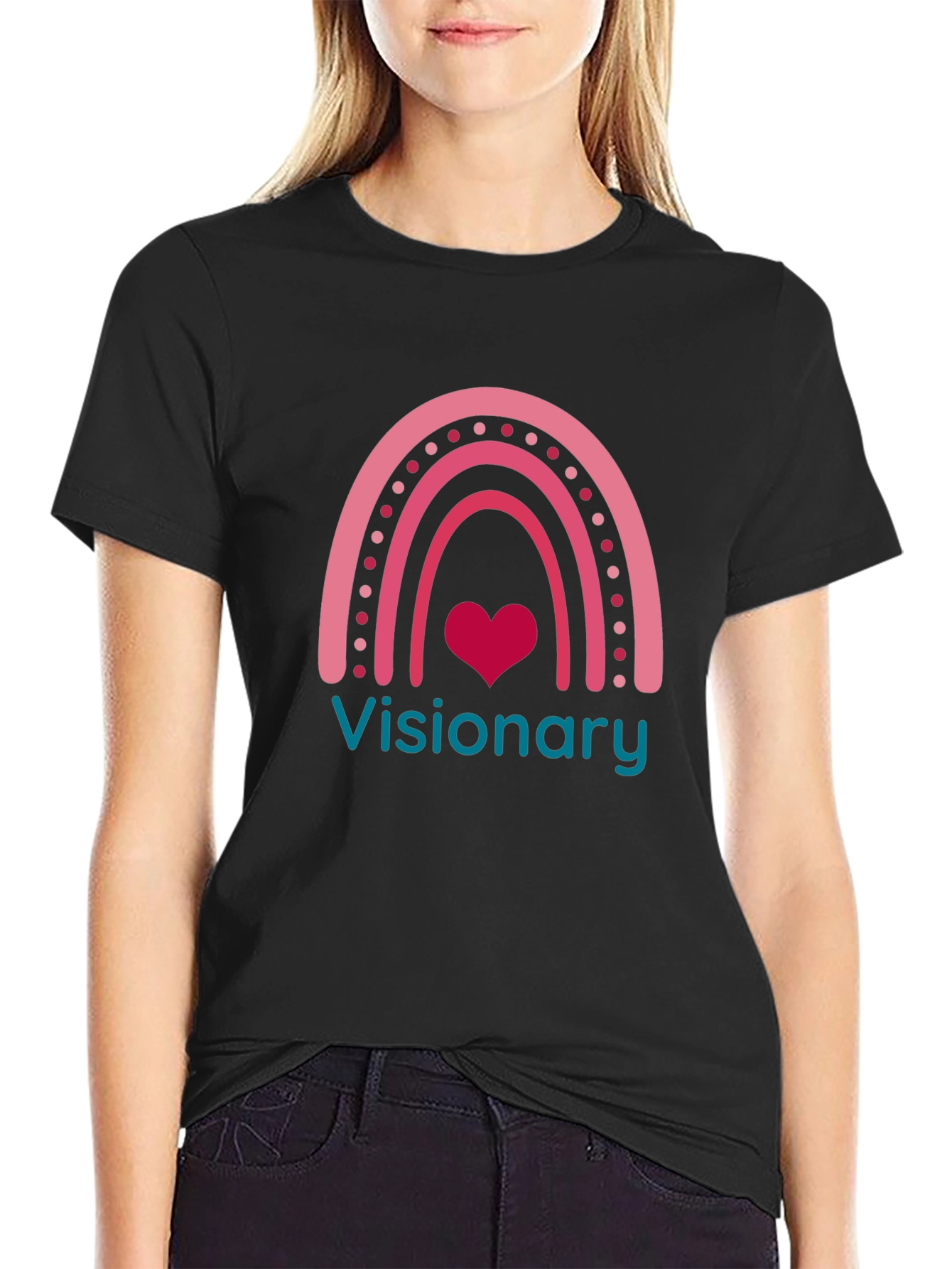Black Visionary Heart Rainbow Graphic Tee view 2