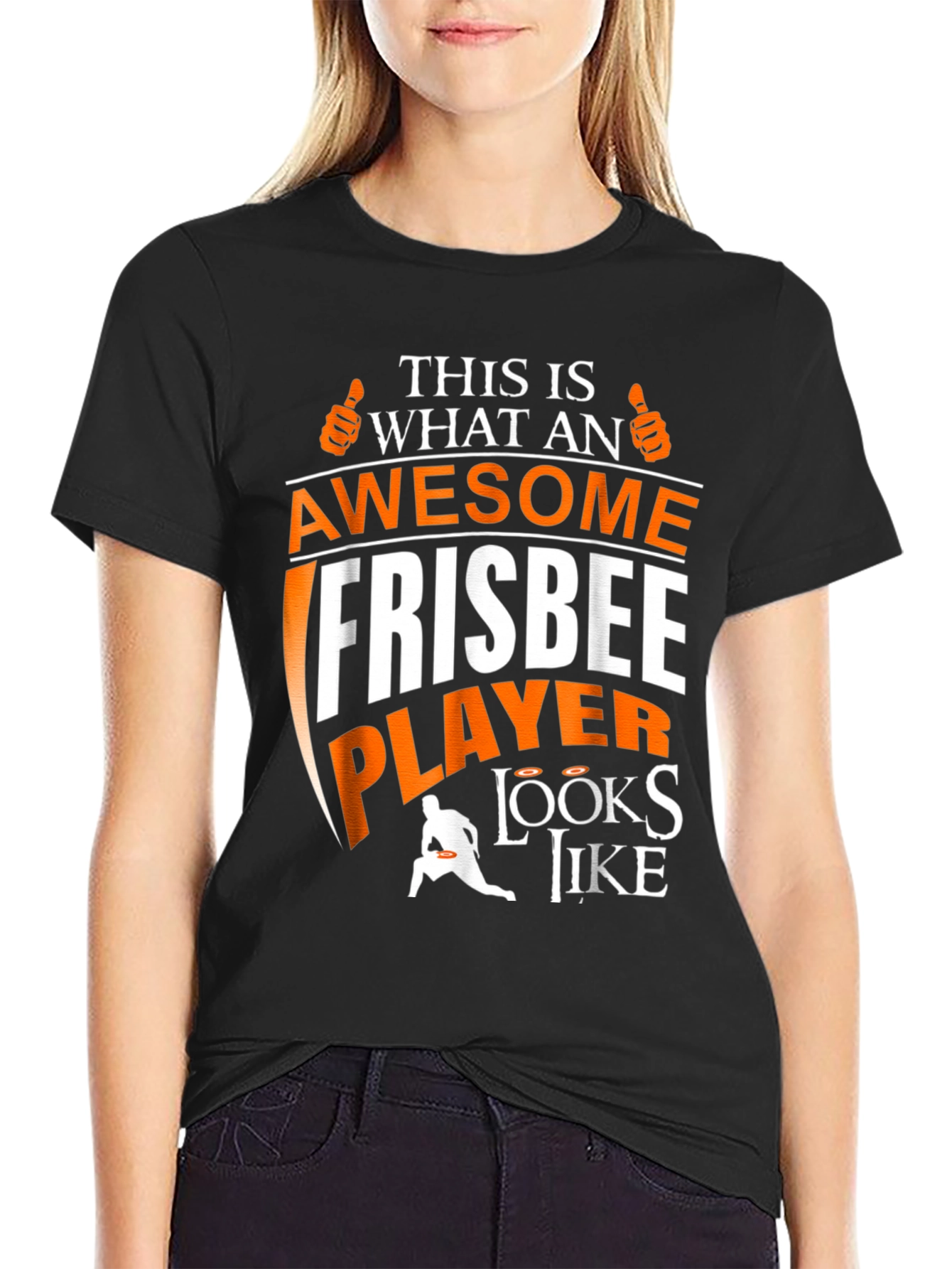 Black Awesome Frisbee Player Graphic Tee view 2