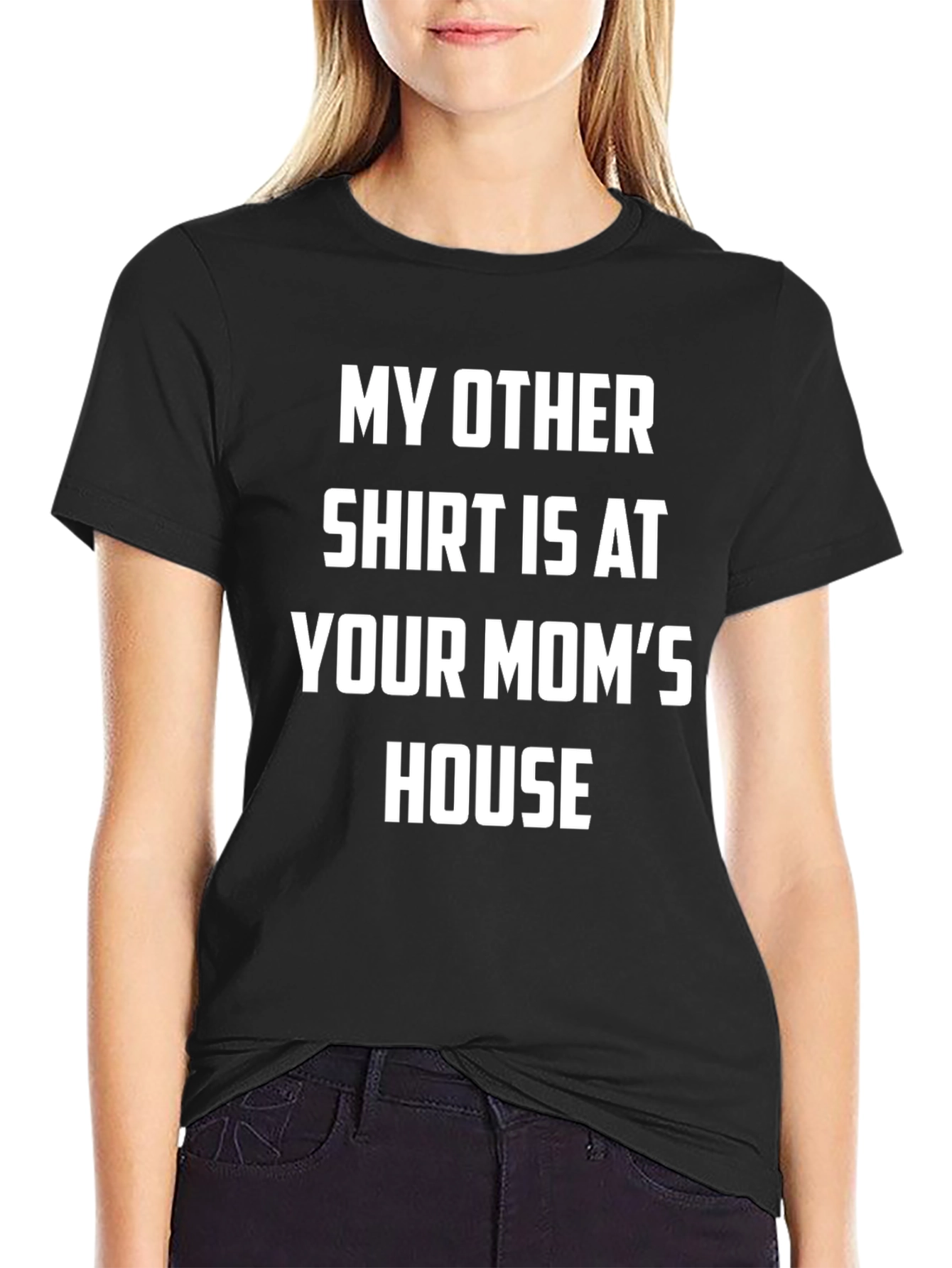 Black Humorous "Your Mom's House" Graphic T-Shirt view 2