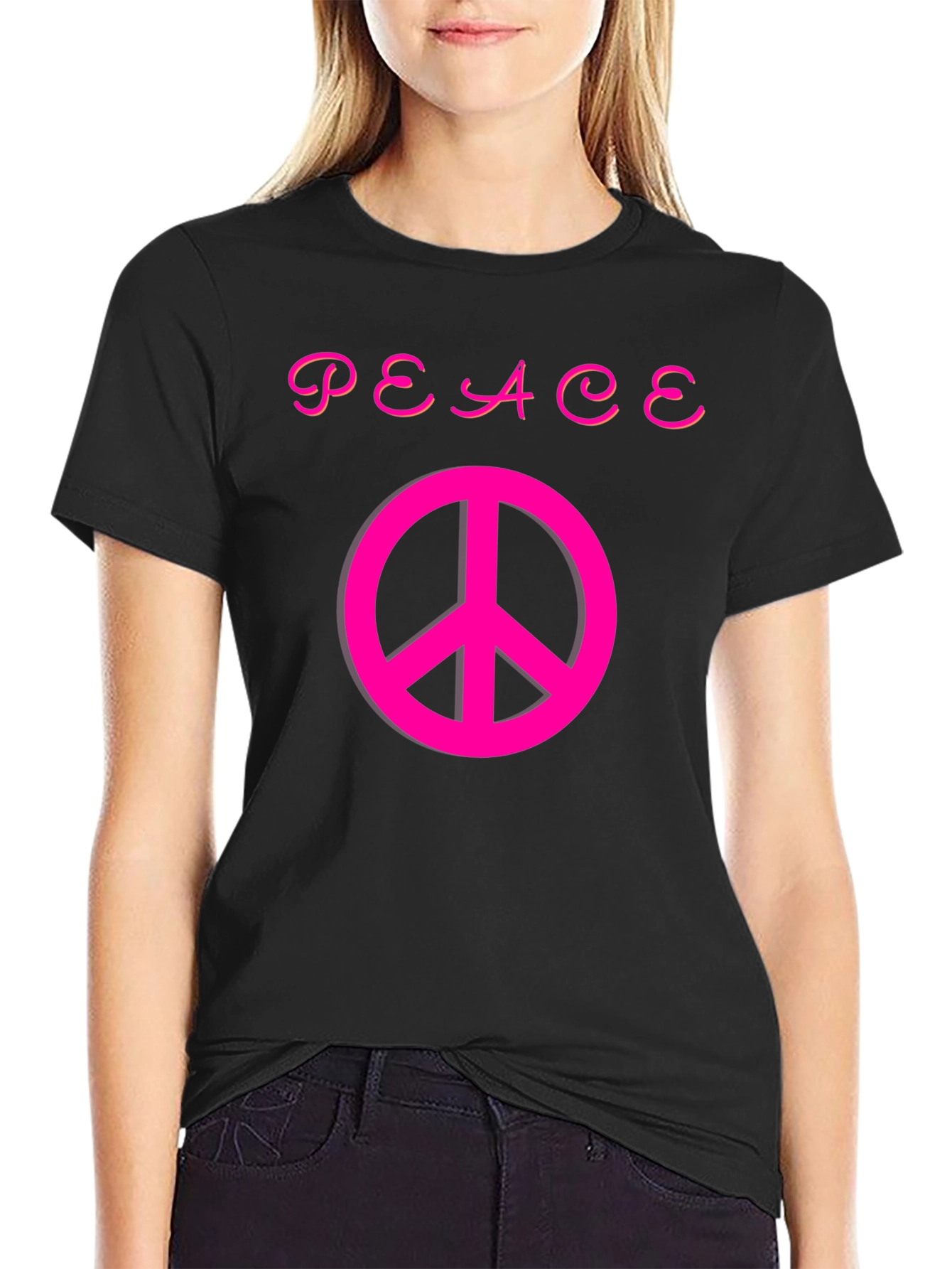 Black Peace Sign Graphic Tee - Stylish Comfort view 2